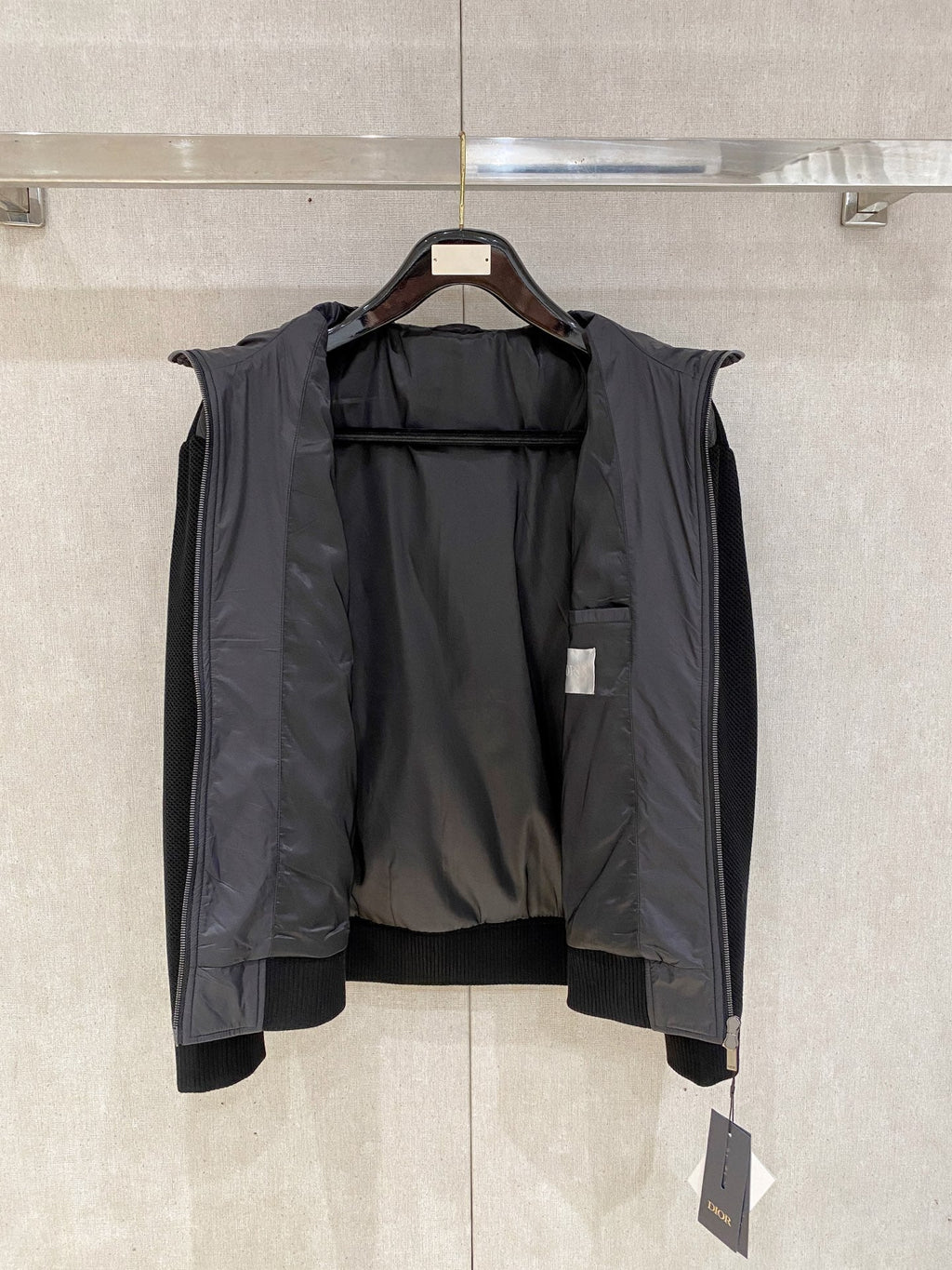 Dior Knit Patchwork Hooded Puffer Jacket – 2025SS