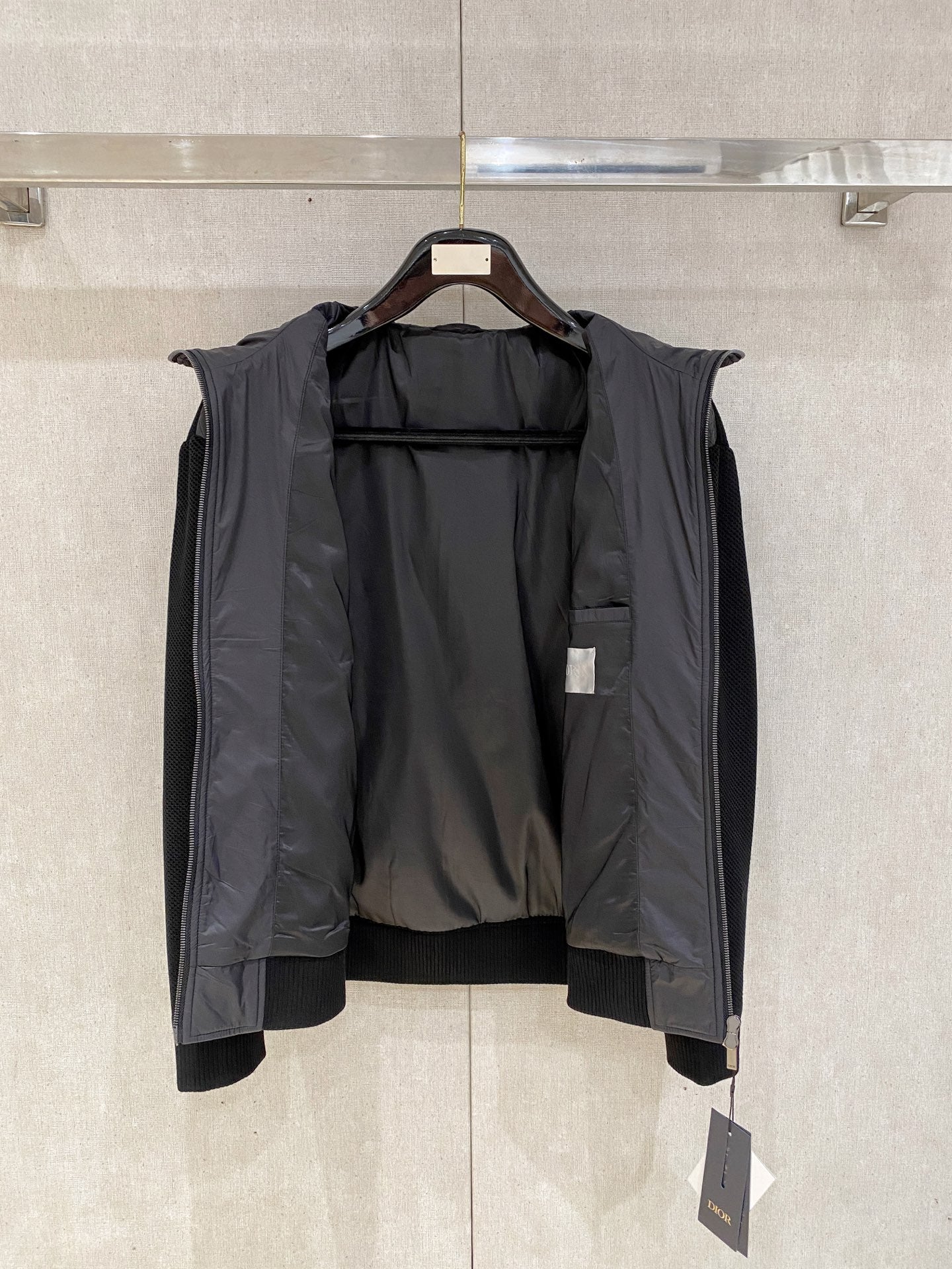 Dior Knit Patchwork Hooded Puffer Jacket – 2025SS