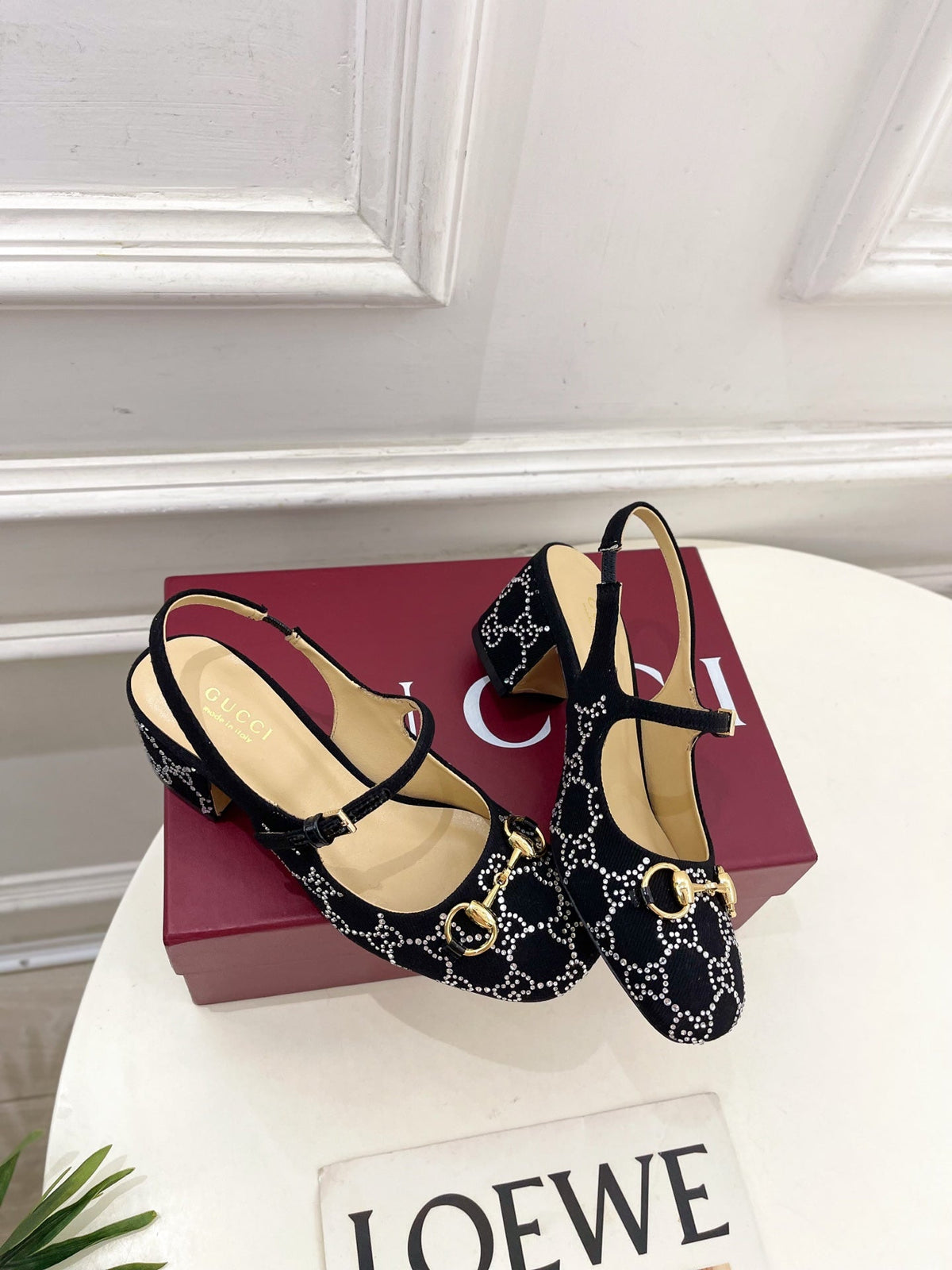 Gucci Classic Horsebit Rhinestone Slingback Sandals – 25SS