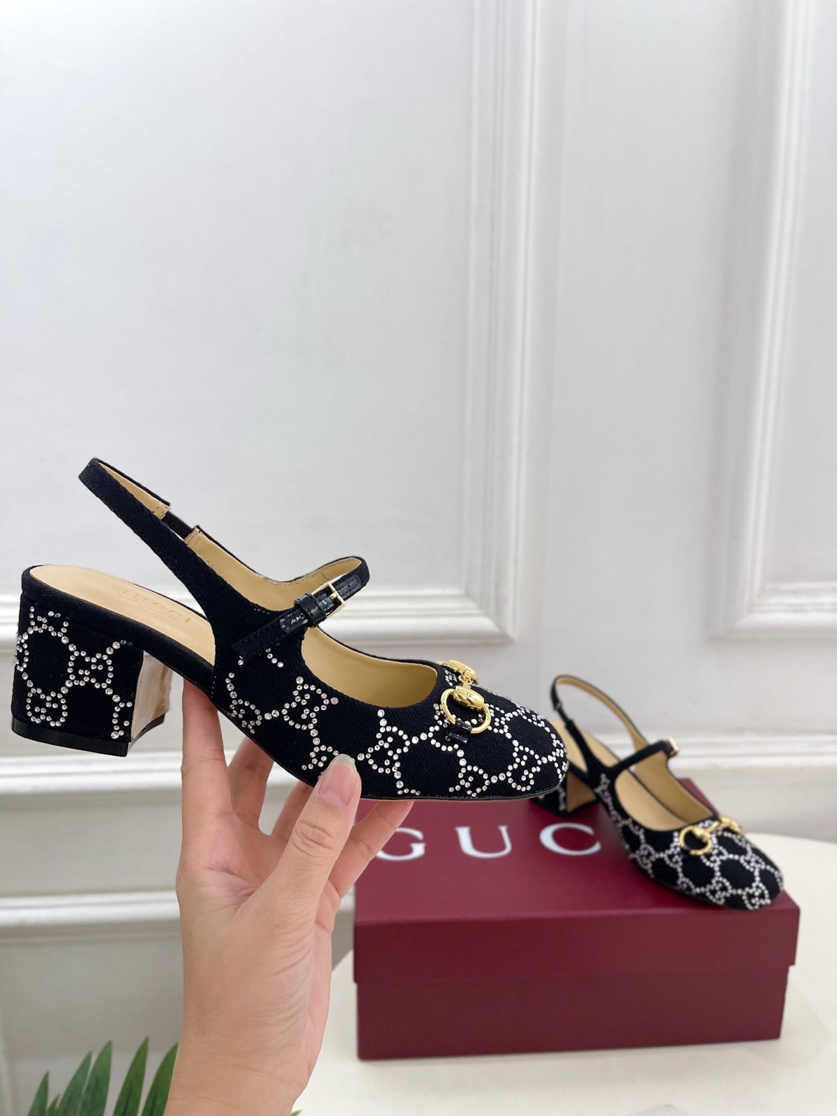 Gucci Classic Horsebit Rhinestone Slingback Sandals – 25SS