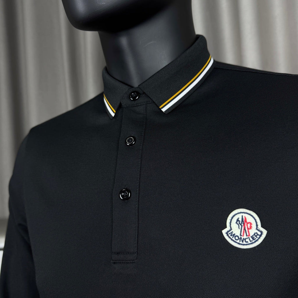 Moncler Classic Embroidered Long-Sleeve Polo Shirt