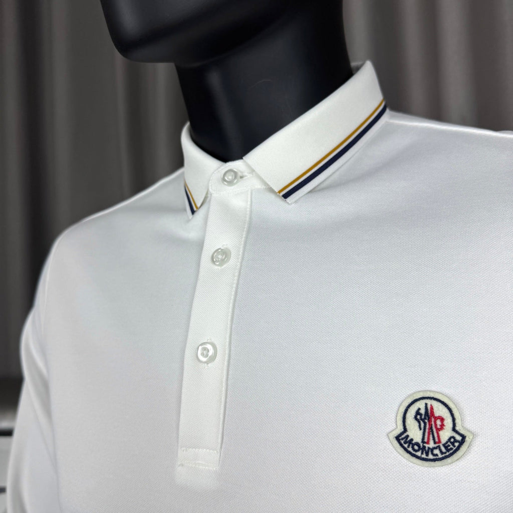 Moncler Classic Embroidered Long-Sleeve Polo Shirt