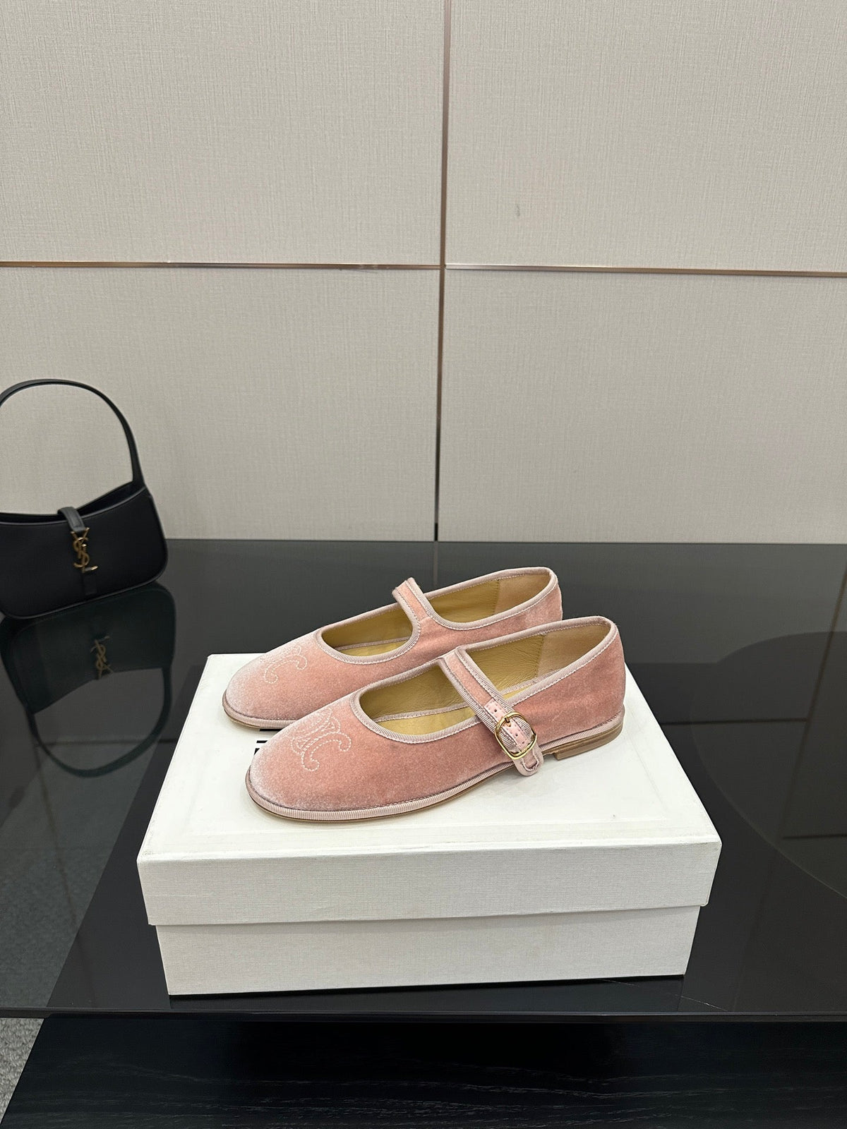 Celine Velvet Mary Jane Flats – 25 Collection