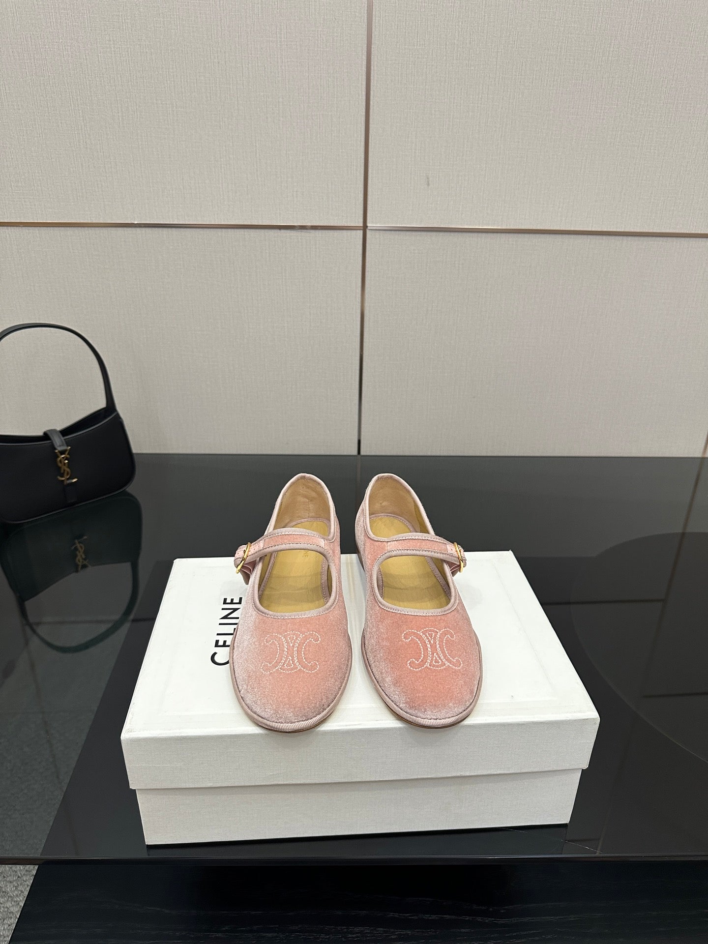 Celine Velvet Mary Jane Flats – 25 Collection