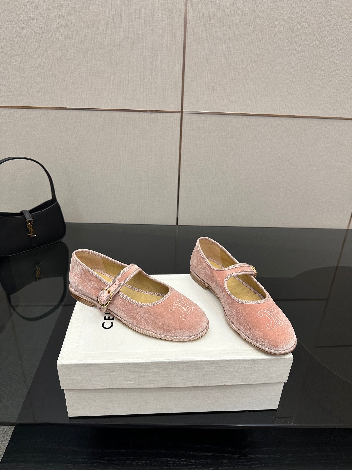 Celine Velvet Mary Jane Flats – 25 Collection