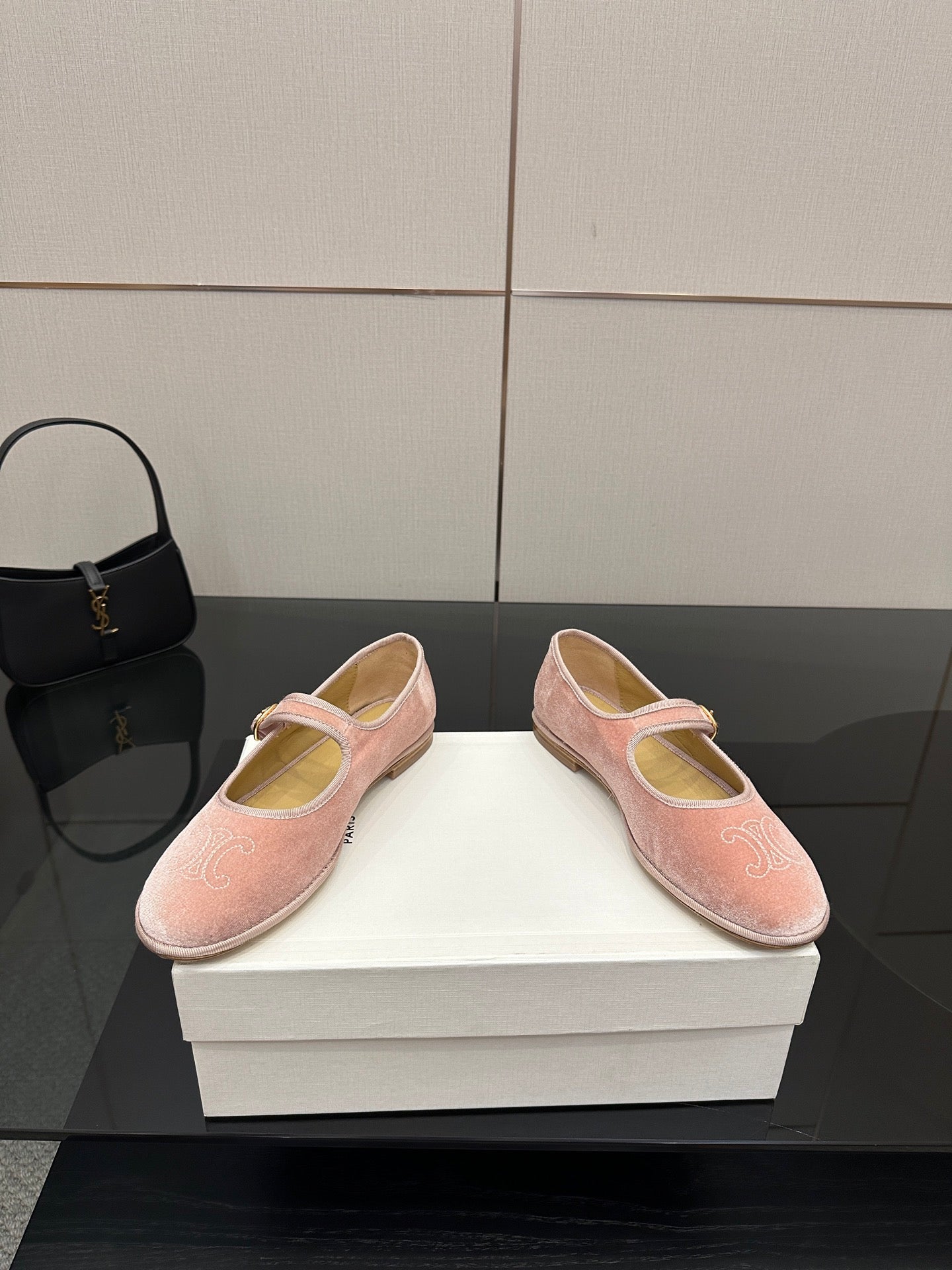 Celine Velvet Mary Jane Flats – 25 Collection
