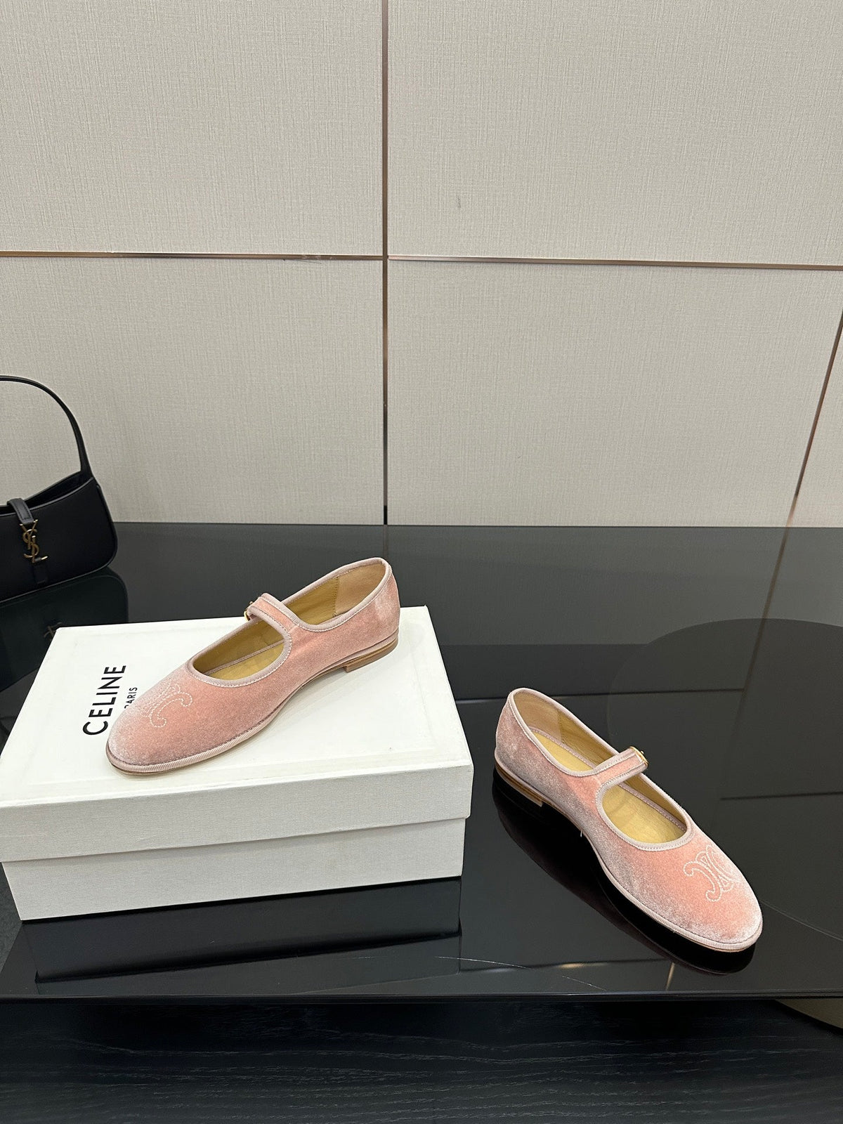 Celine Velvet Mary Jane Flats – 25 Collection