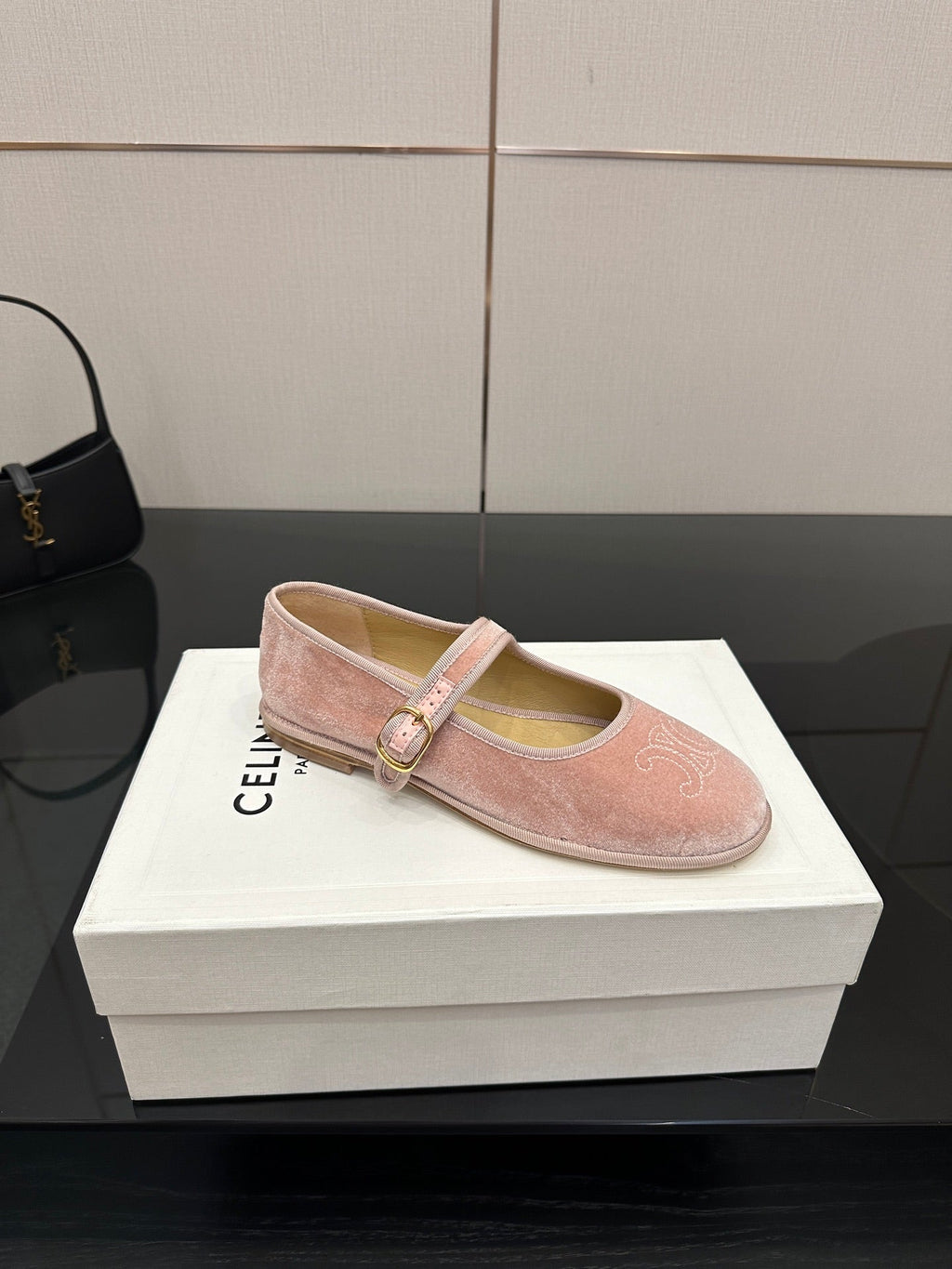 Celine Velvet Mary Jane Flats – 25 Collection