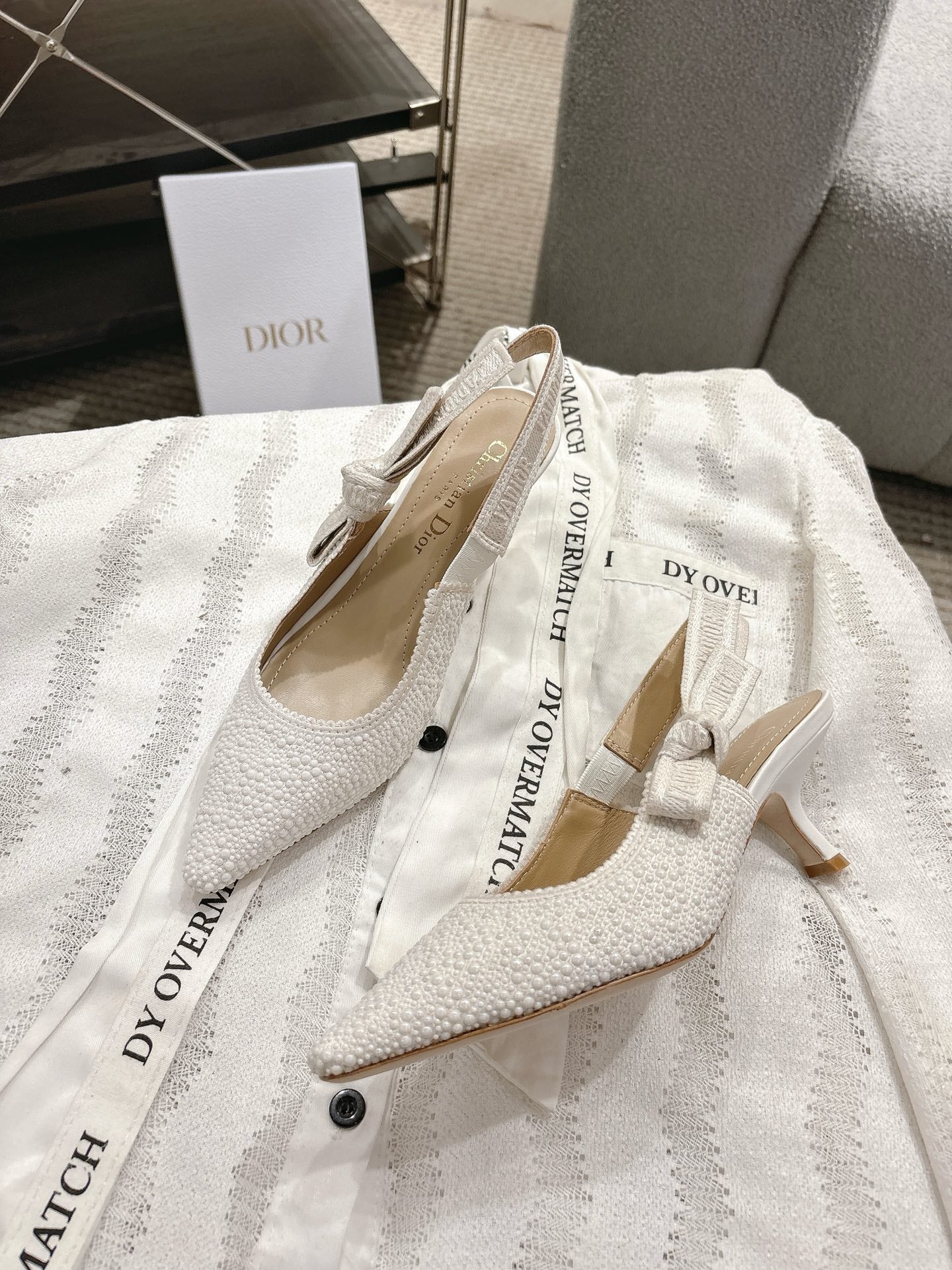 Dior J'Adior Embroidered Strap Kitten Heel Sandals