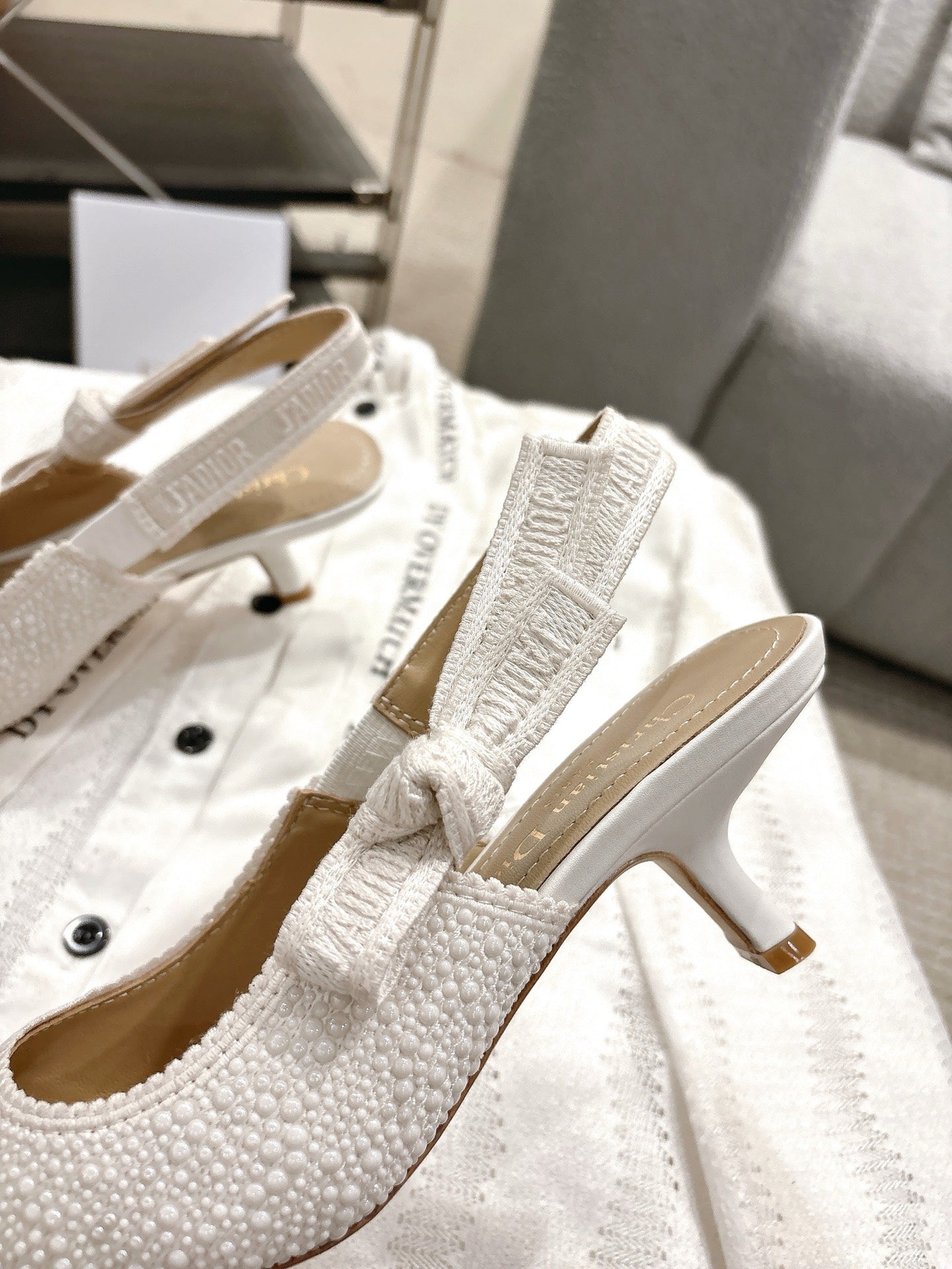 Dior J'Adior Embroidered Strap Kitten Heel Sandals