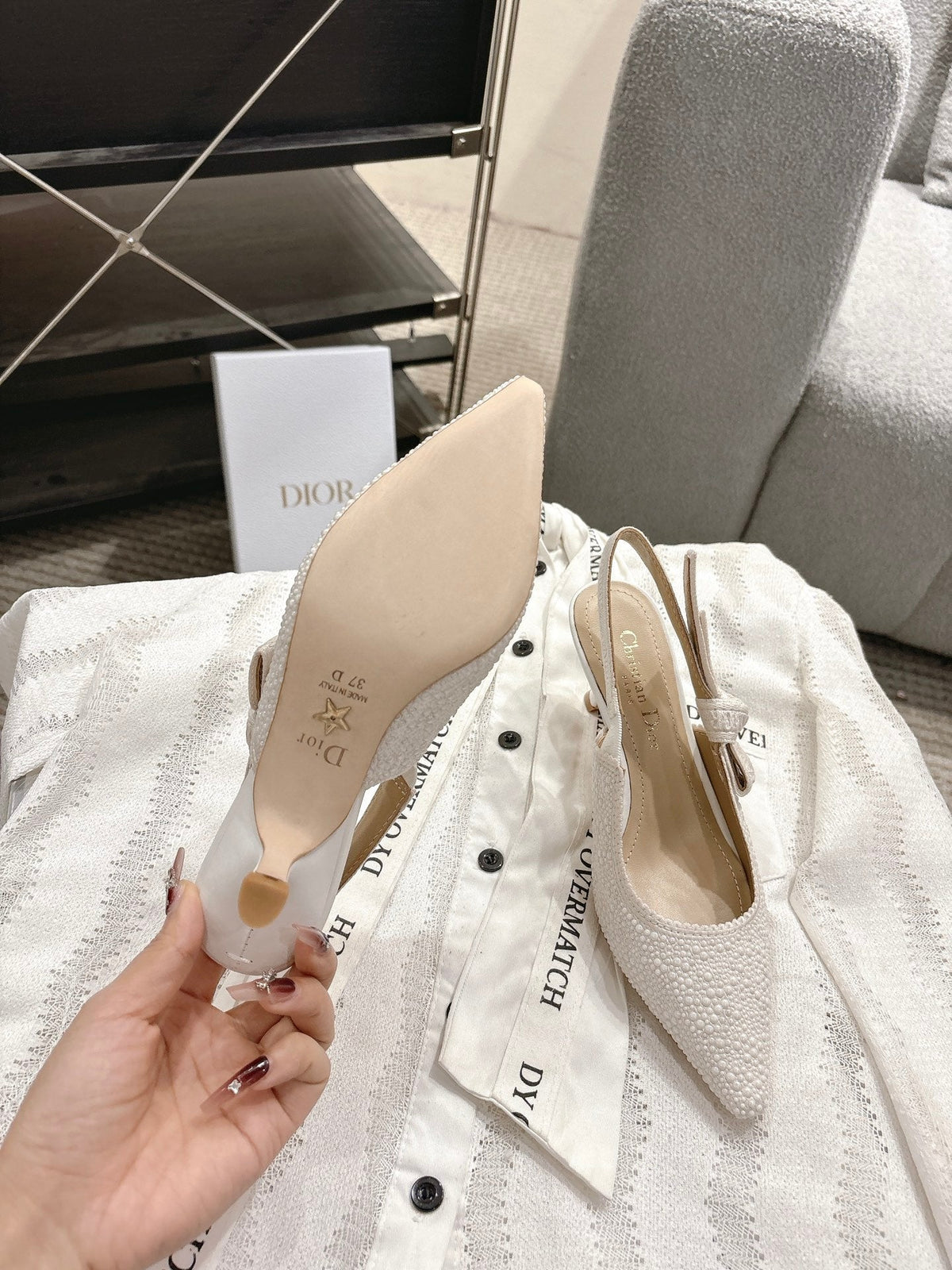 Dior J'Adior Embroidered Strap Kitten Heel Sandals