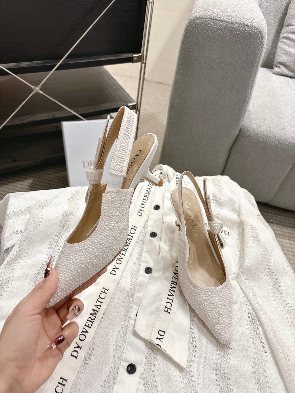 Dior J'Adior Embroidered Strap Kitten Heel Sandals