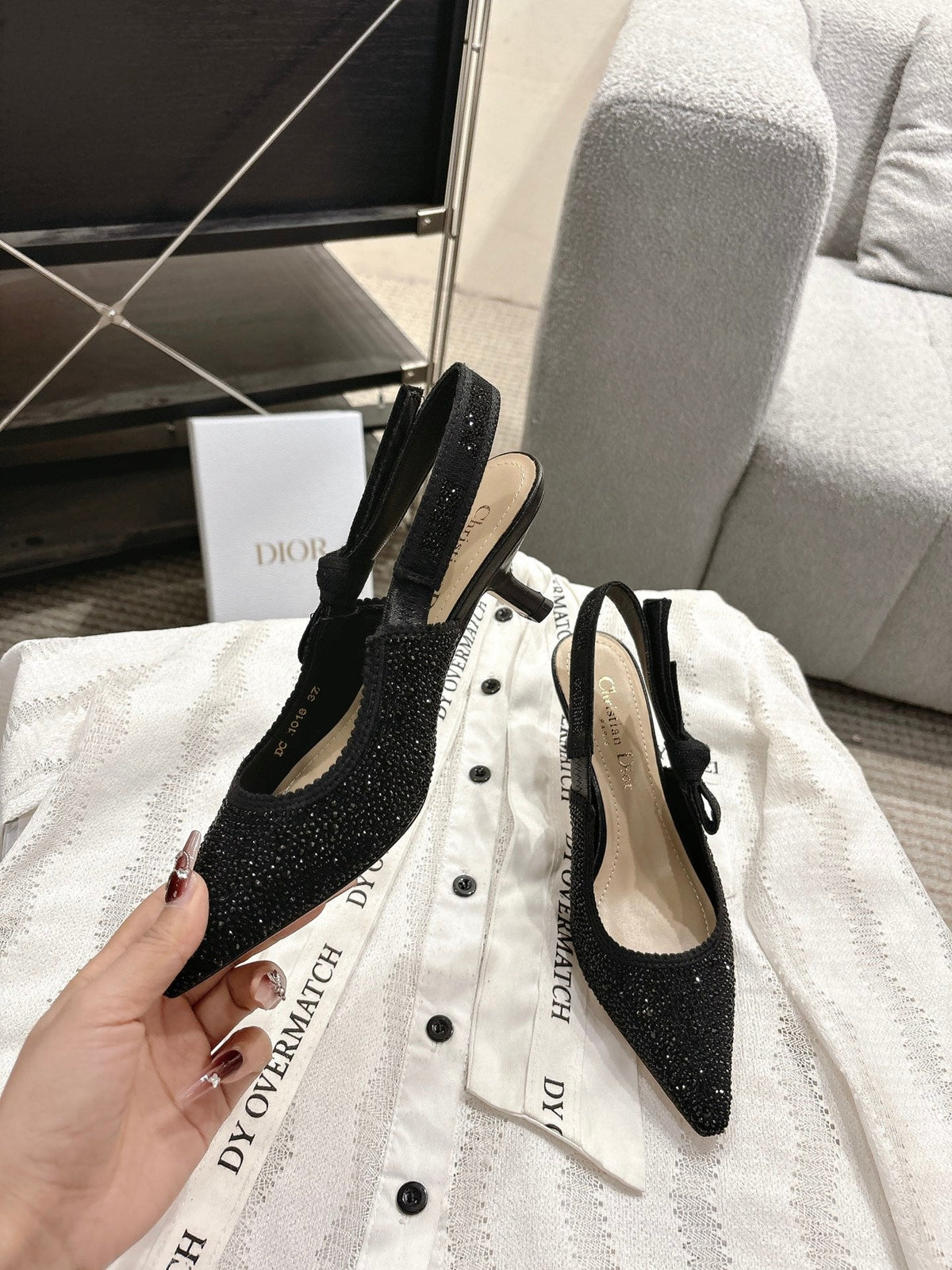 Dior J'Adior Embroidered Strap Kitten Heel Sandals