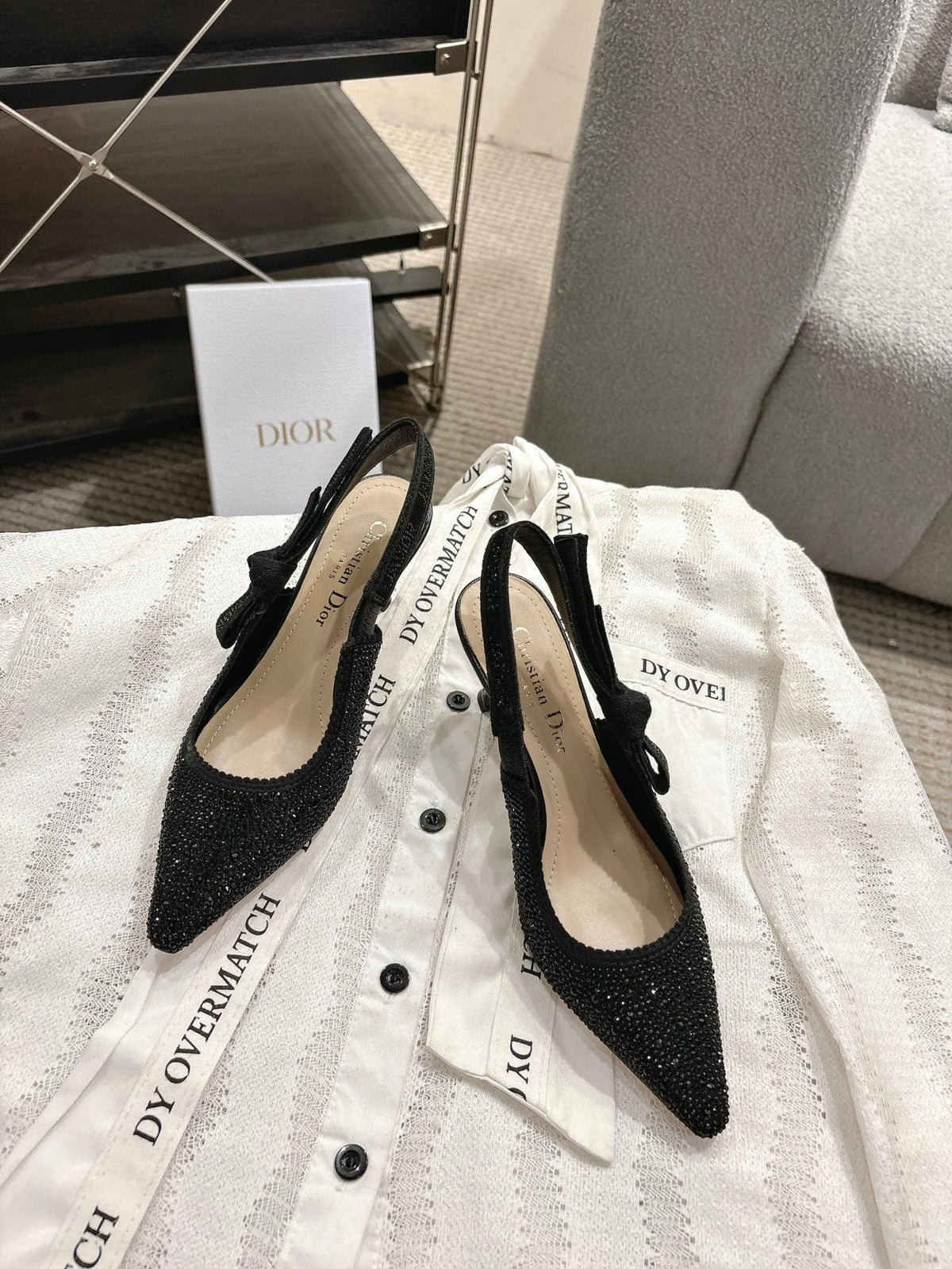 Dior J'Adior Embroidered Strap Kitten Heel Sandals