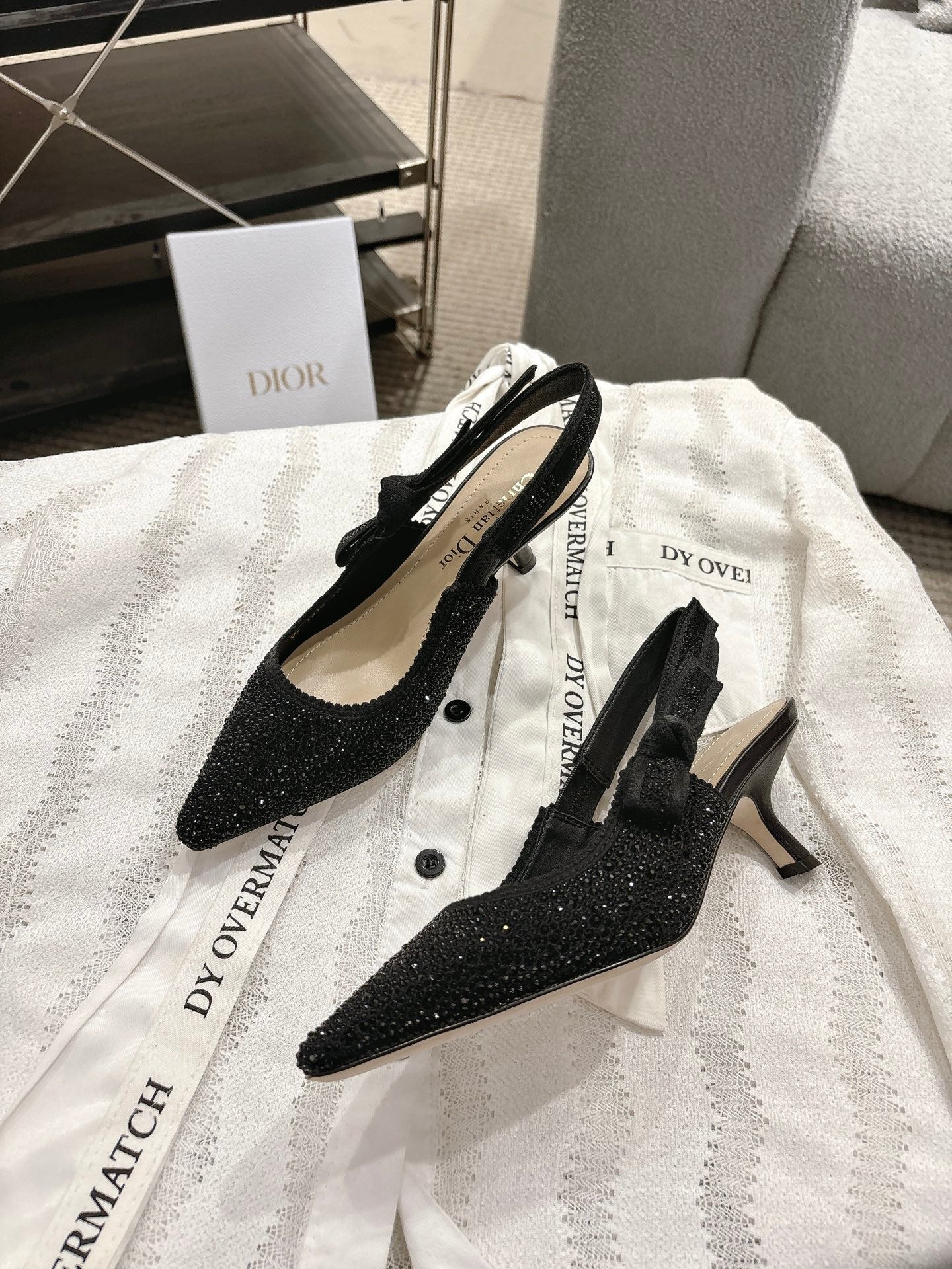 Dior J'Adior Embroidered Strap Kitten Heel Sandals