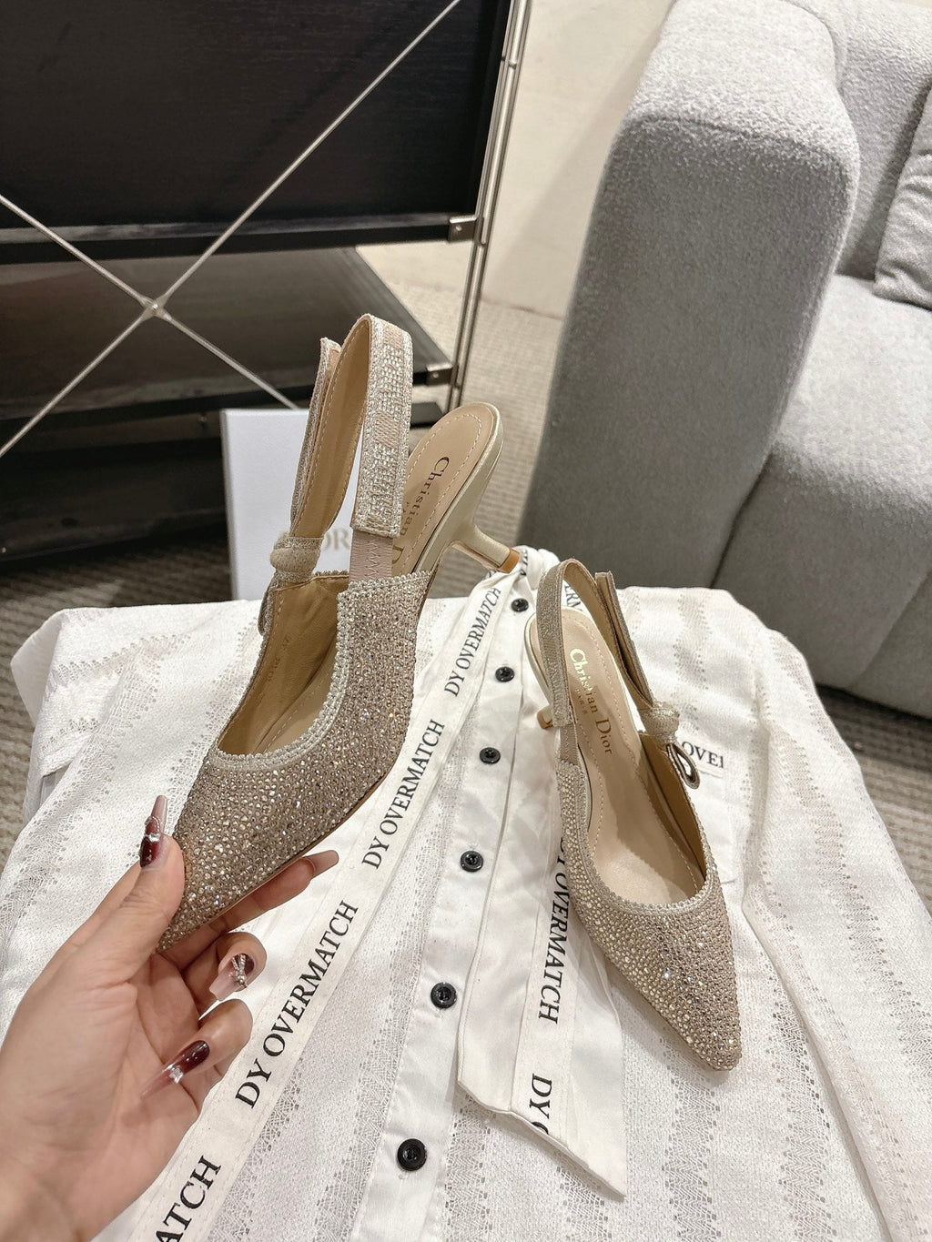 Dior J'Adior Embroidered Strap Kitten Heel Sandals