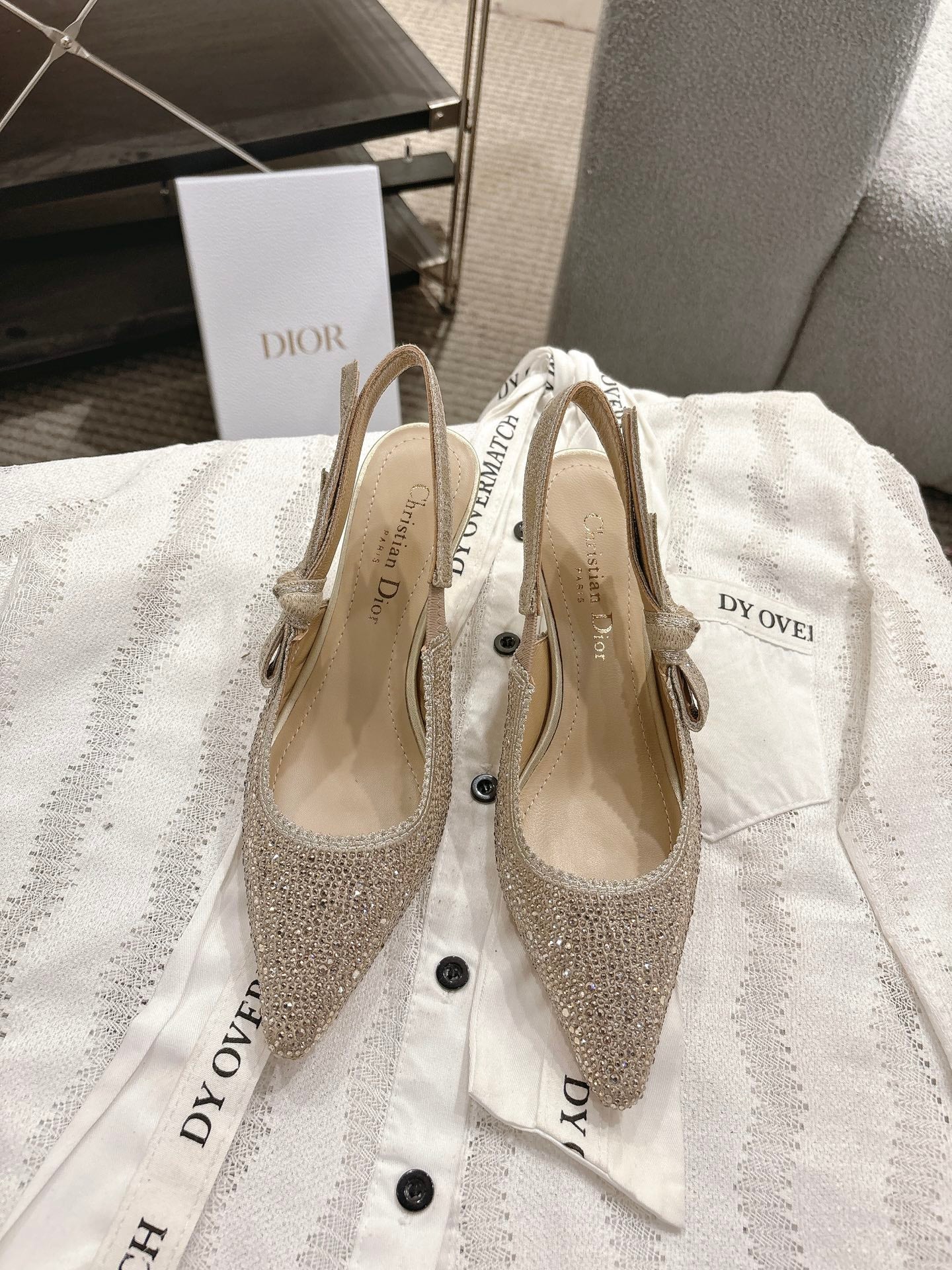 Dior J'Adior Embroidered Strap Kitten Heel Sandals