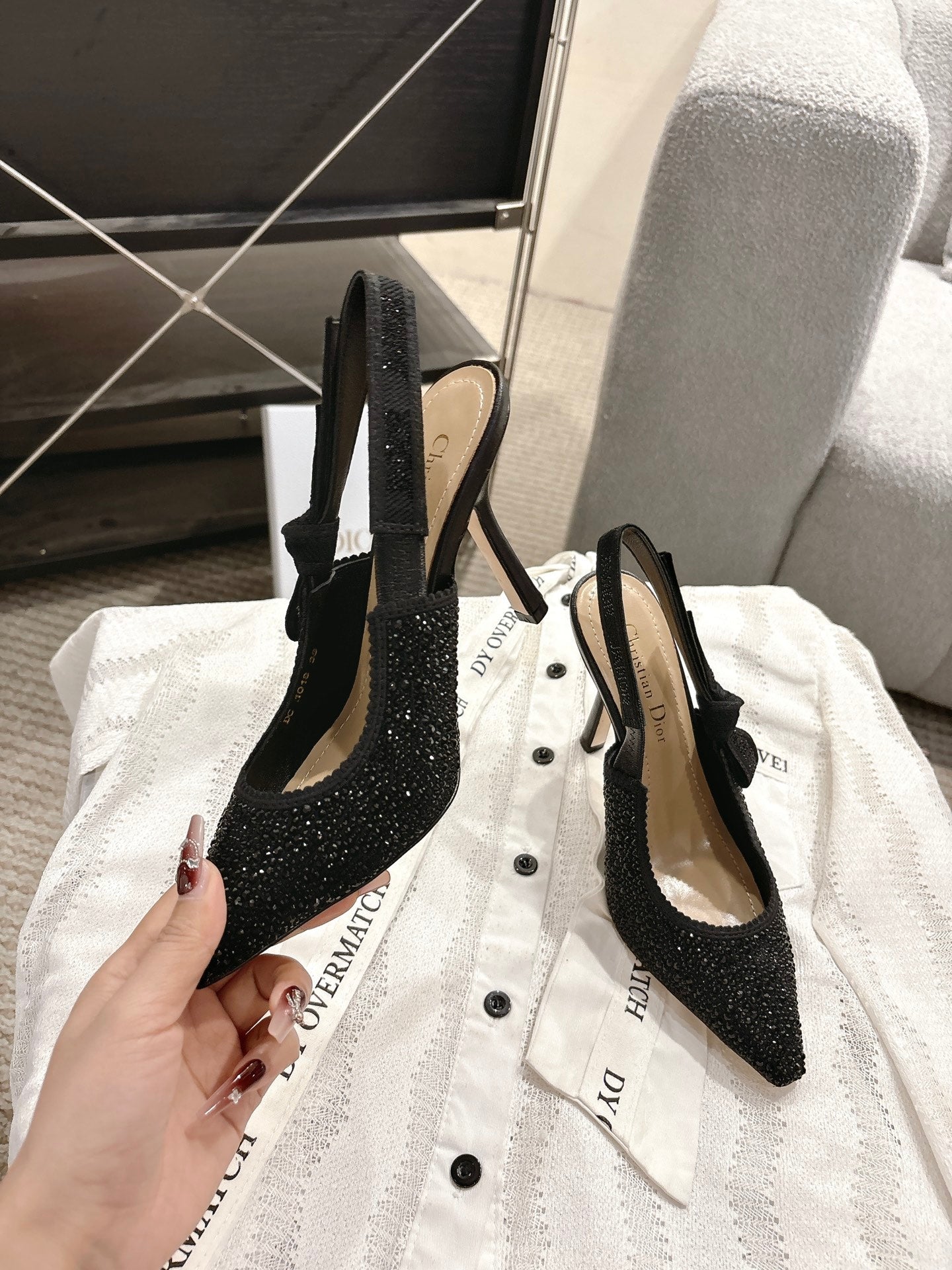 Dior J'Adior Embroidered Strap Kitten Heel Sandals
