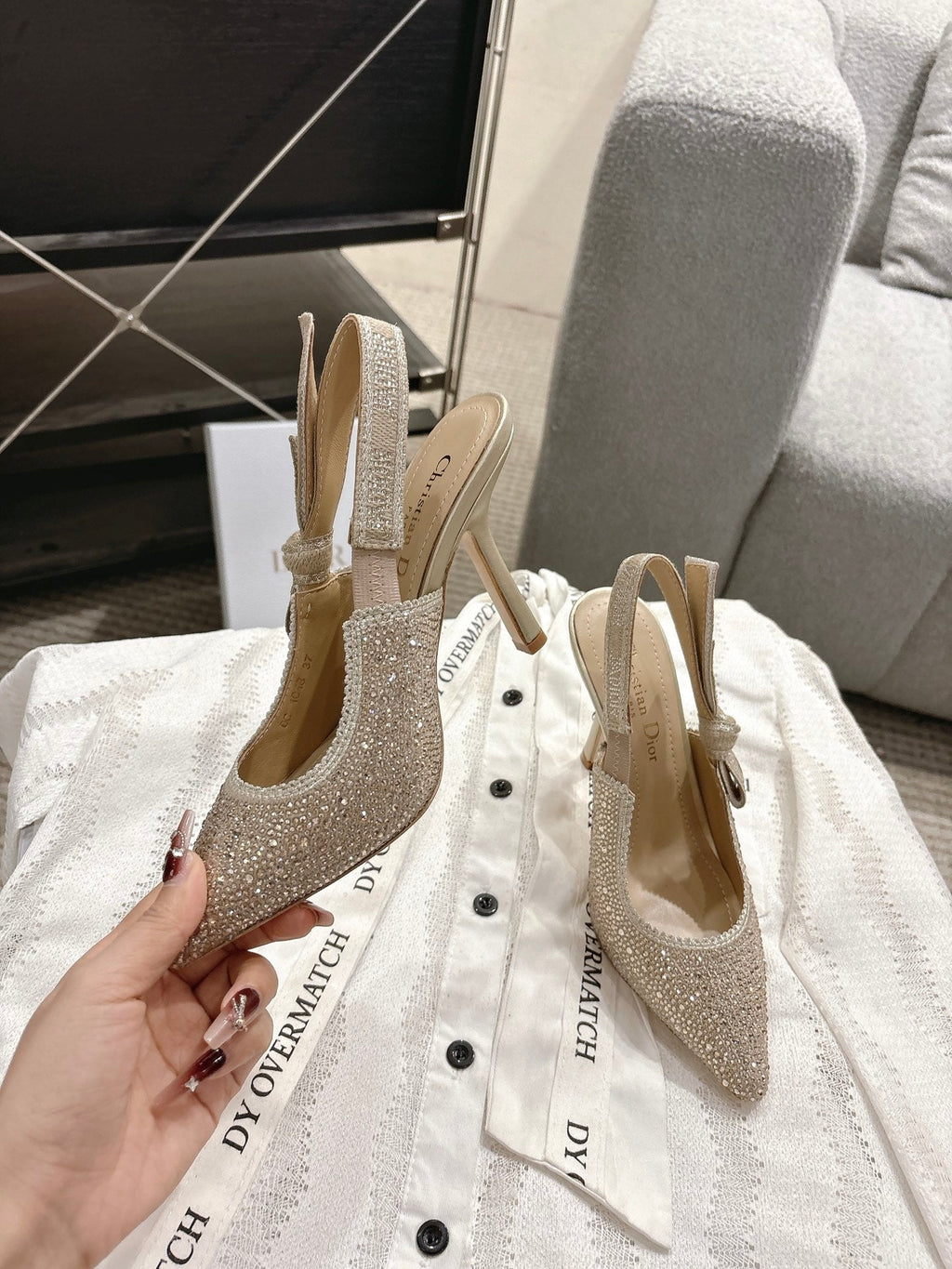 Dior J'Adior Embroidered Strap Kitten Heel Sandals