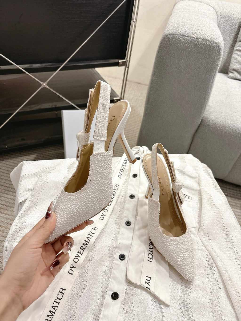 Dior J'Adior Embroidered Strap Kitten Heel Sandals