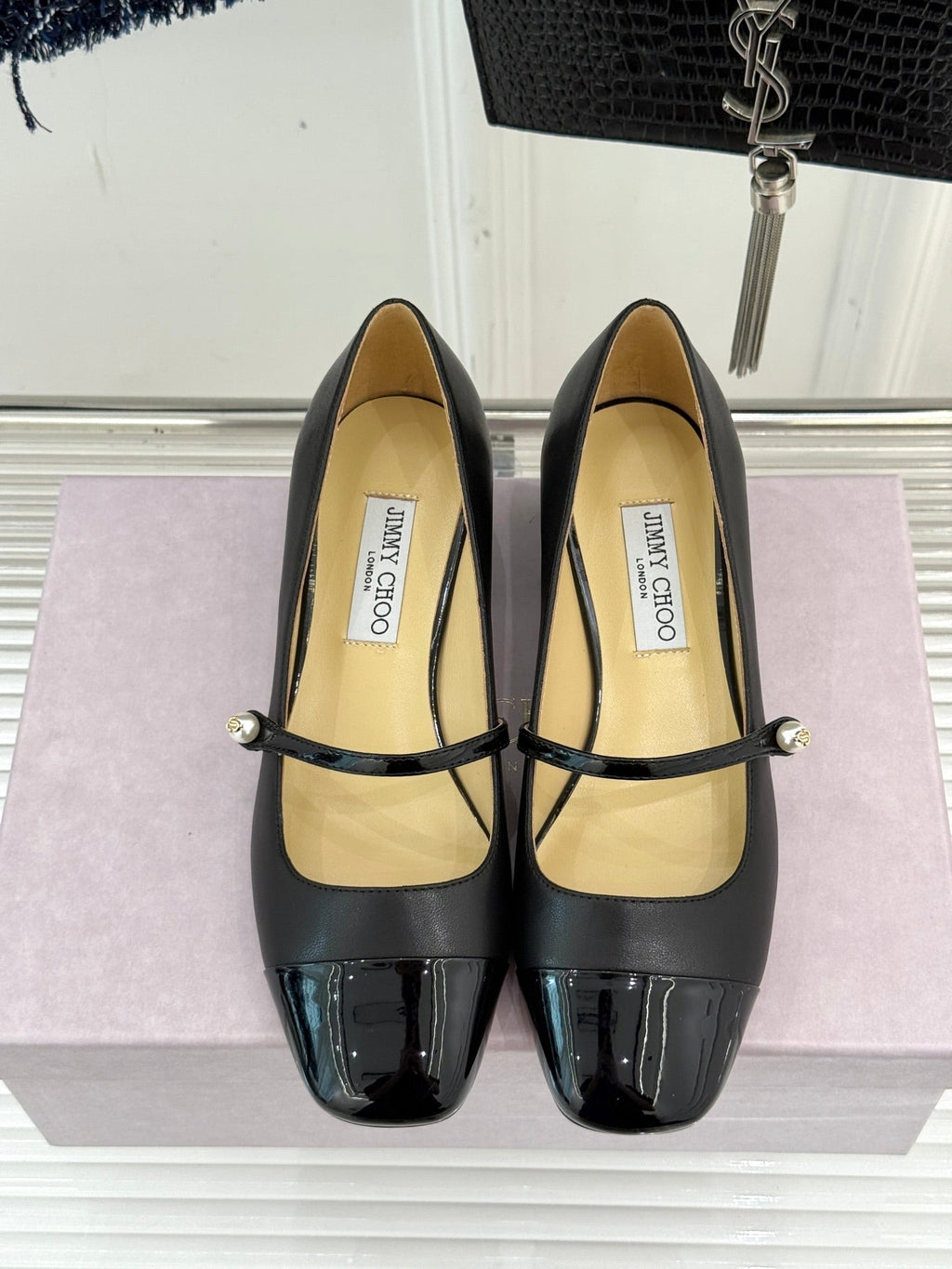 Jimmy Choo Color-block Pearl Mary Jane Heels – 25FW