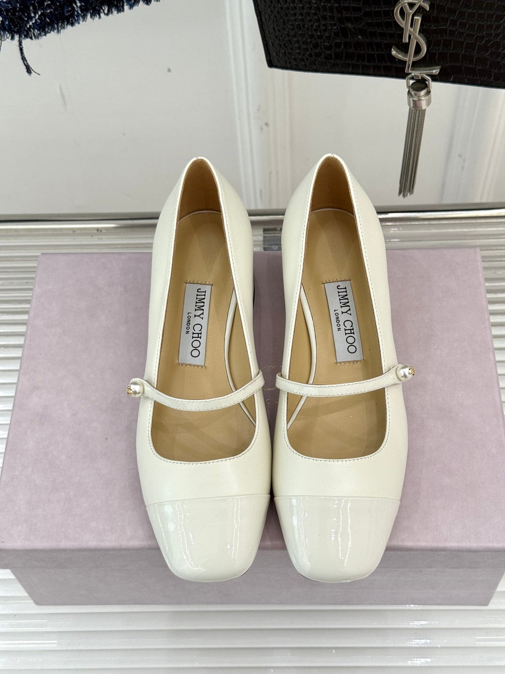 Jimmy Choo Color-block Pearl Mary Jane Heels – 25FW