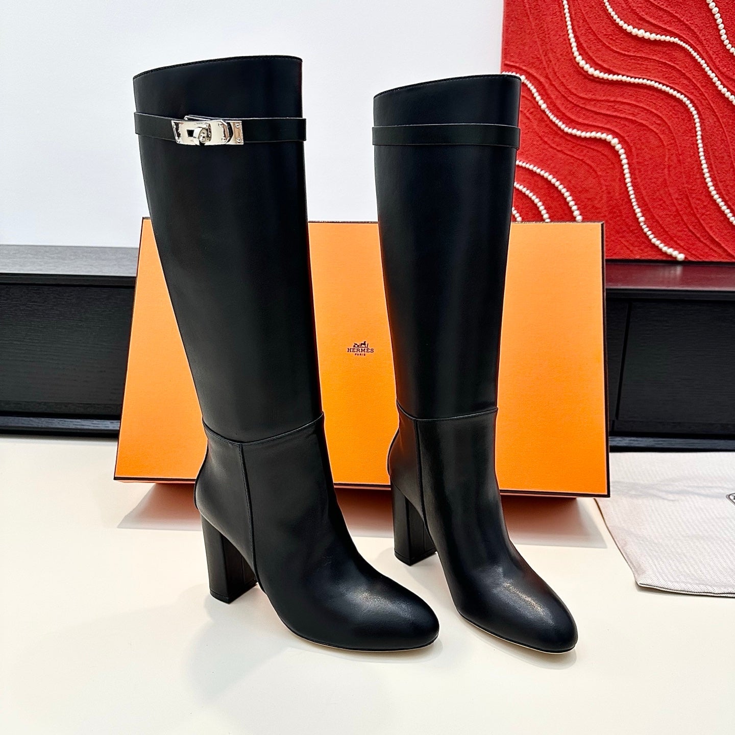 Hermès Kelly Buckle High Heel Knee-High Boots