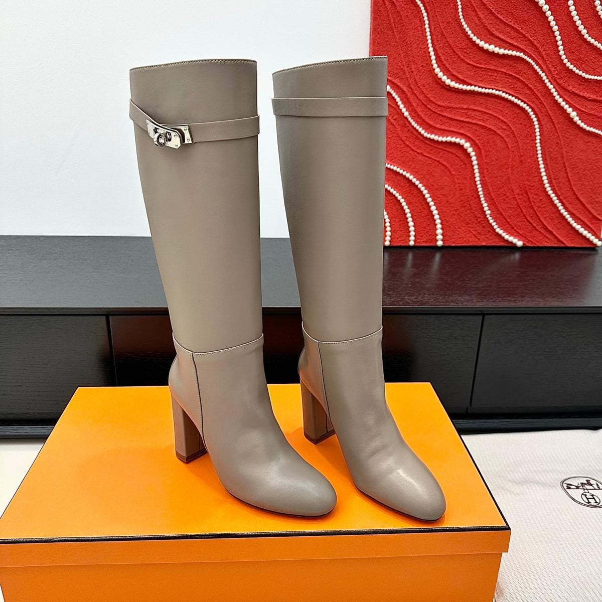 Hermès Kelly Buckle High Heel Knee-High Boots
