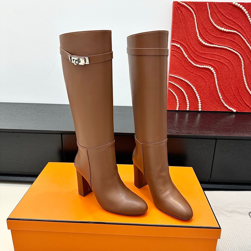 Hermès Kelly Buckle High Heel Knee-High Boots