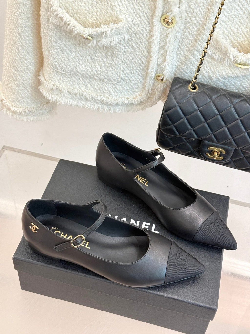 Chanel 25K Pointed Toe Mary Jane Flats