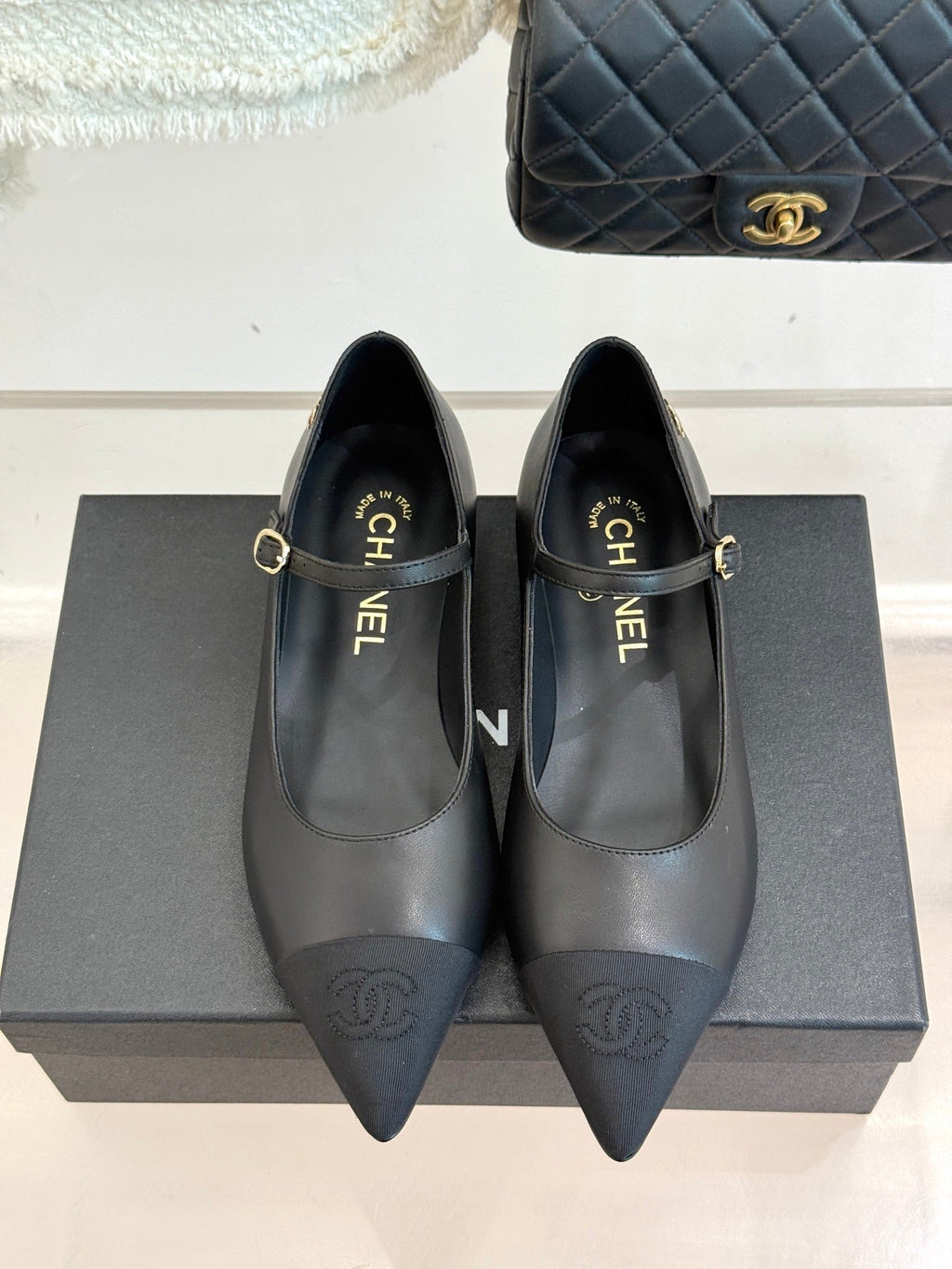 Chanel 25K Pointed Toe Mary Jane Flats
