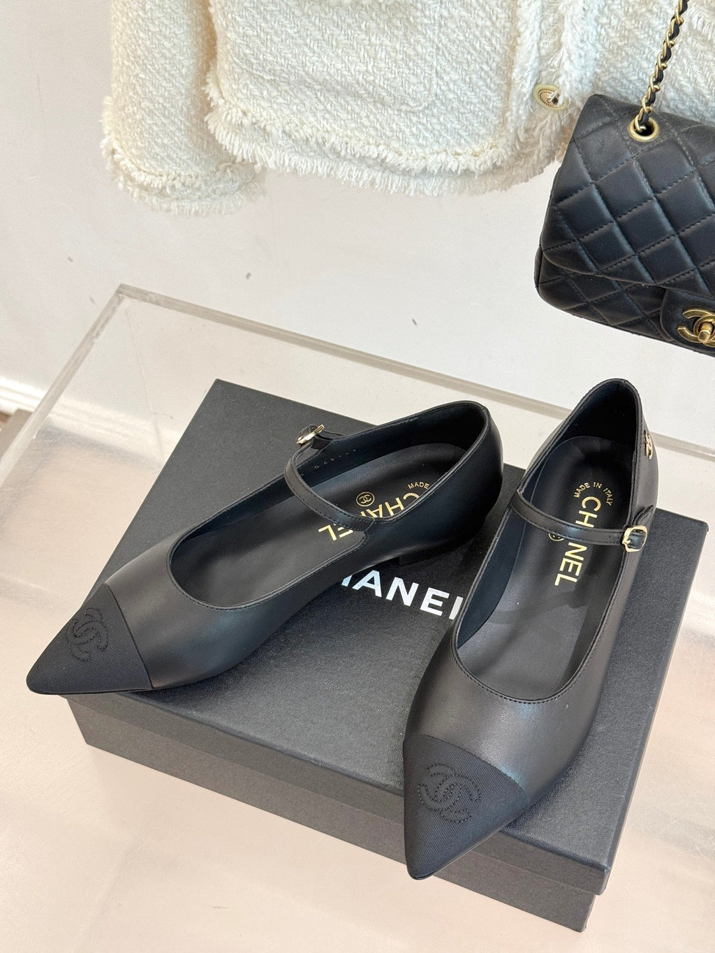 Chanel 25K Pointed Toe Mary Jane Flats