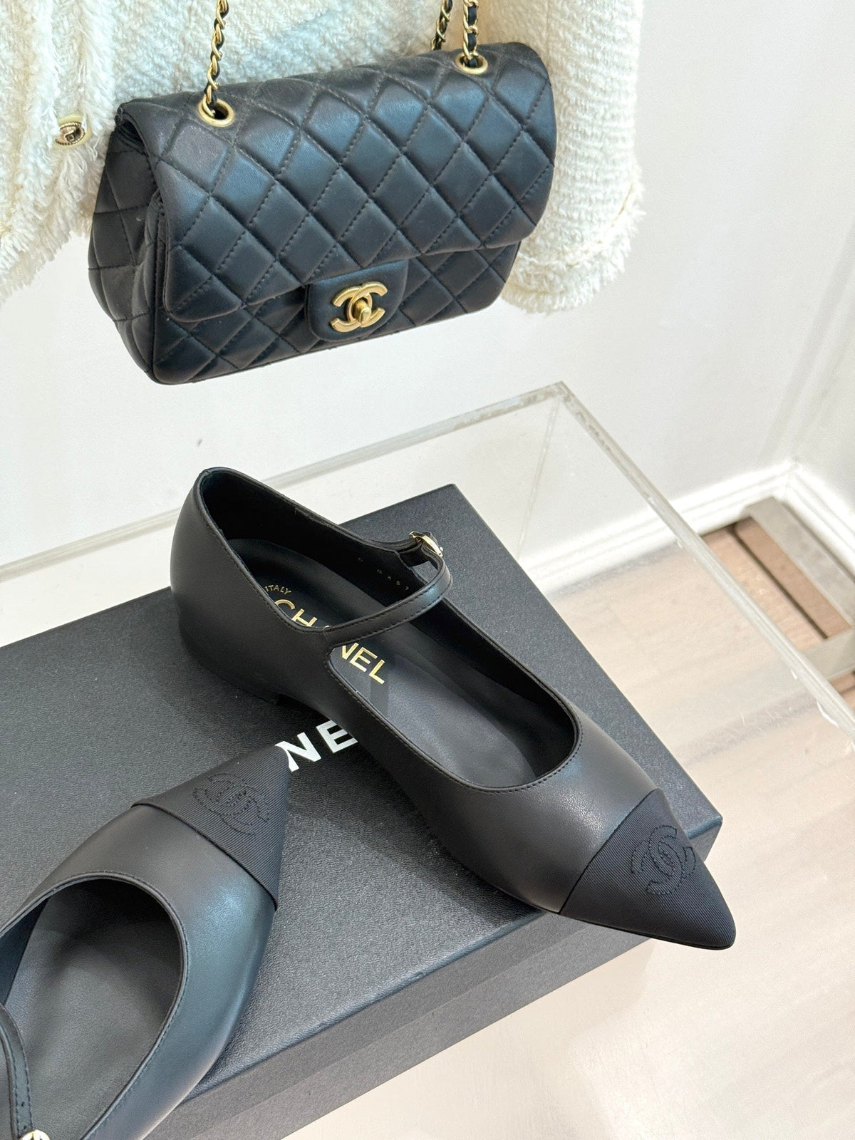 Chanel 25K Pointed Toe Mary Jane Flats