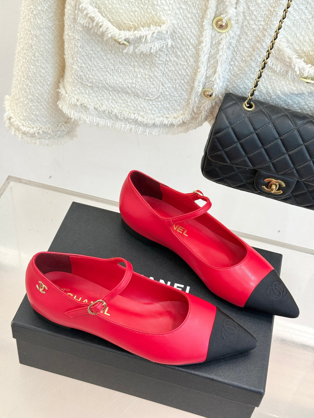 Chanel 25K Pointed Toe Mary Jane Flats