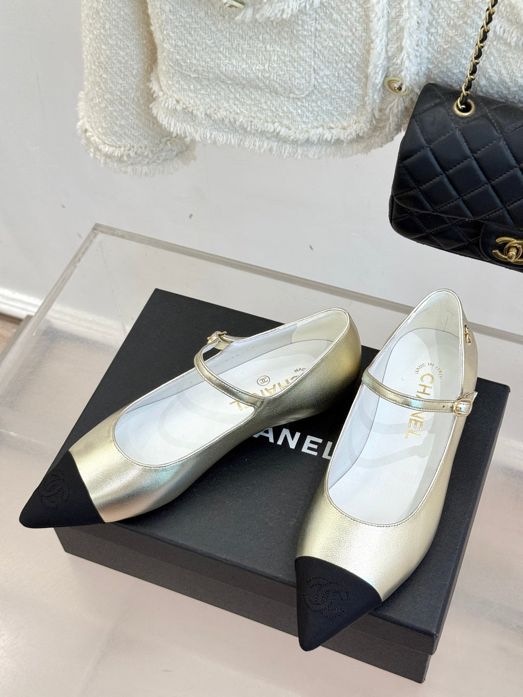 Chanel 25K Pointed Toe Mary Jane Flats