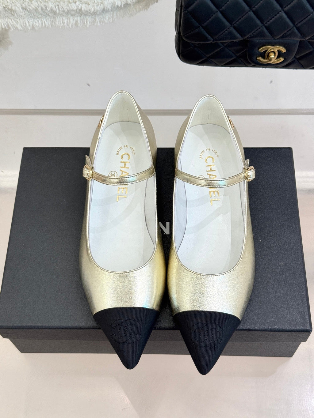 Chanel 25K Pointed Toe Mary Jane Flats