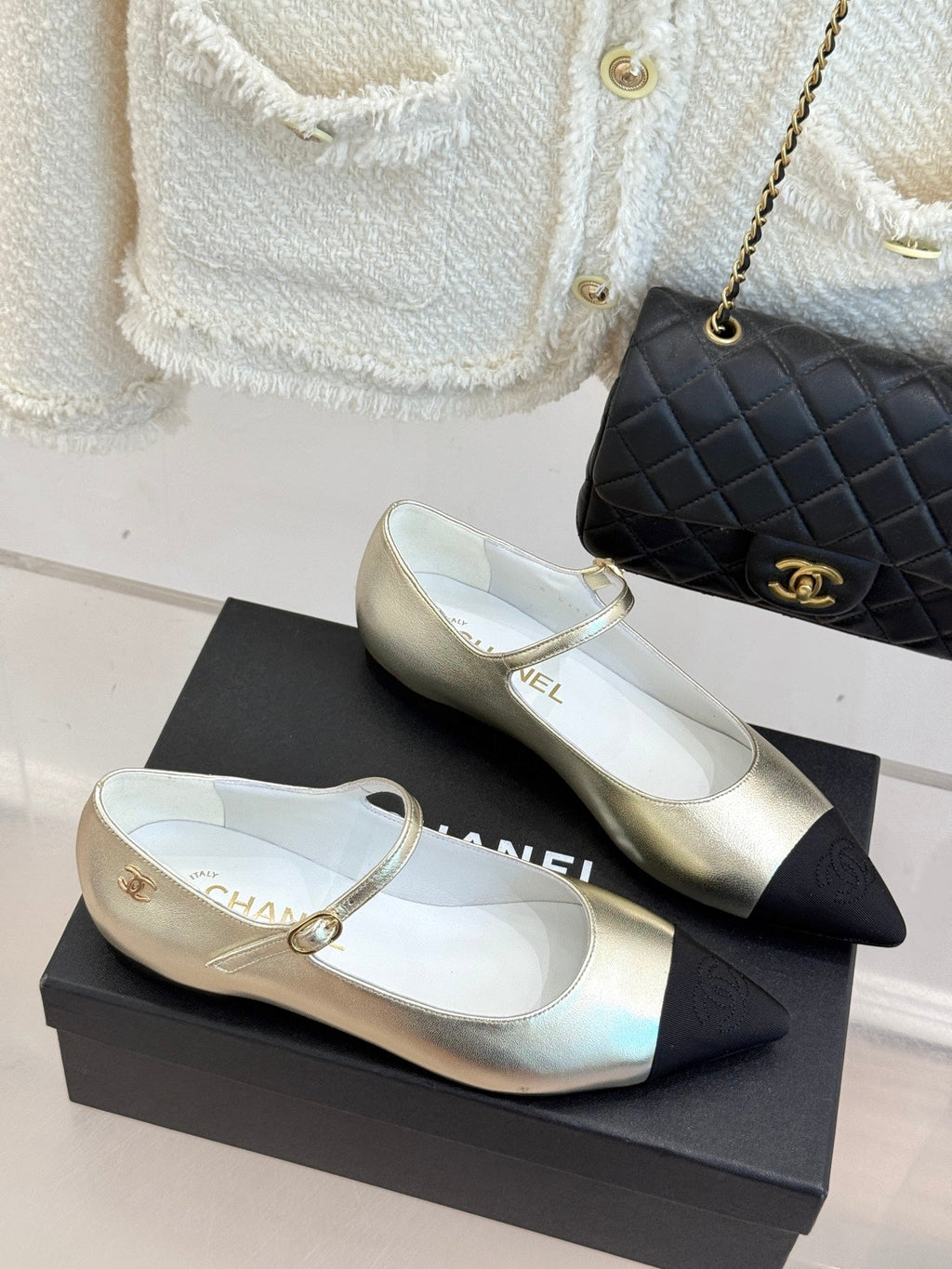Chanel 25K Pointed Toe Mary Jane Flats