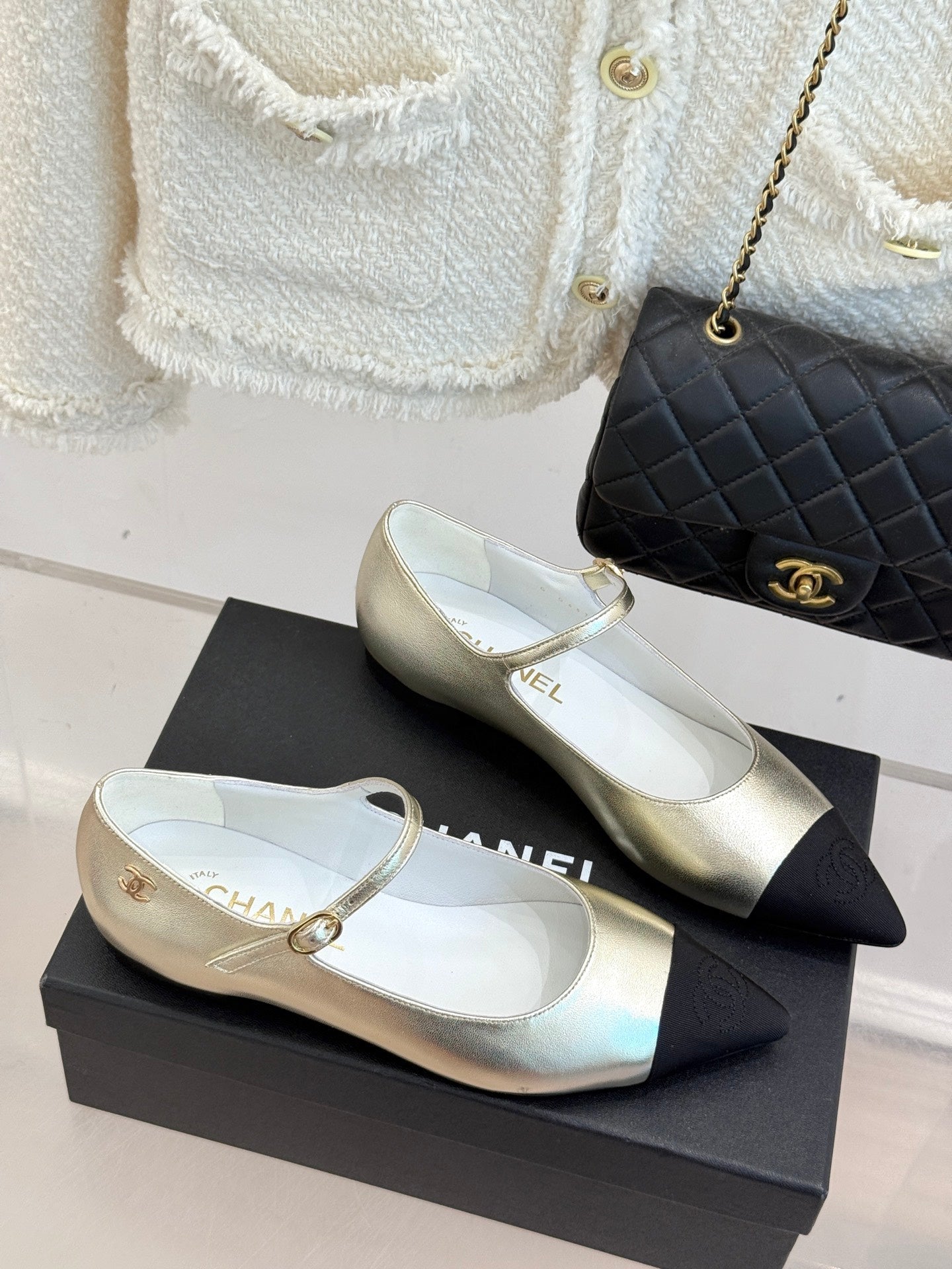 Chanel 25K Pointed Toe Mary Jane Flats