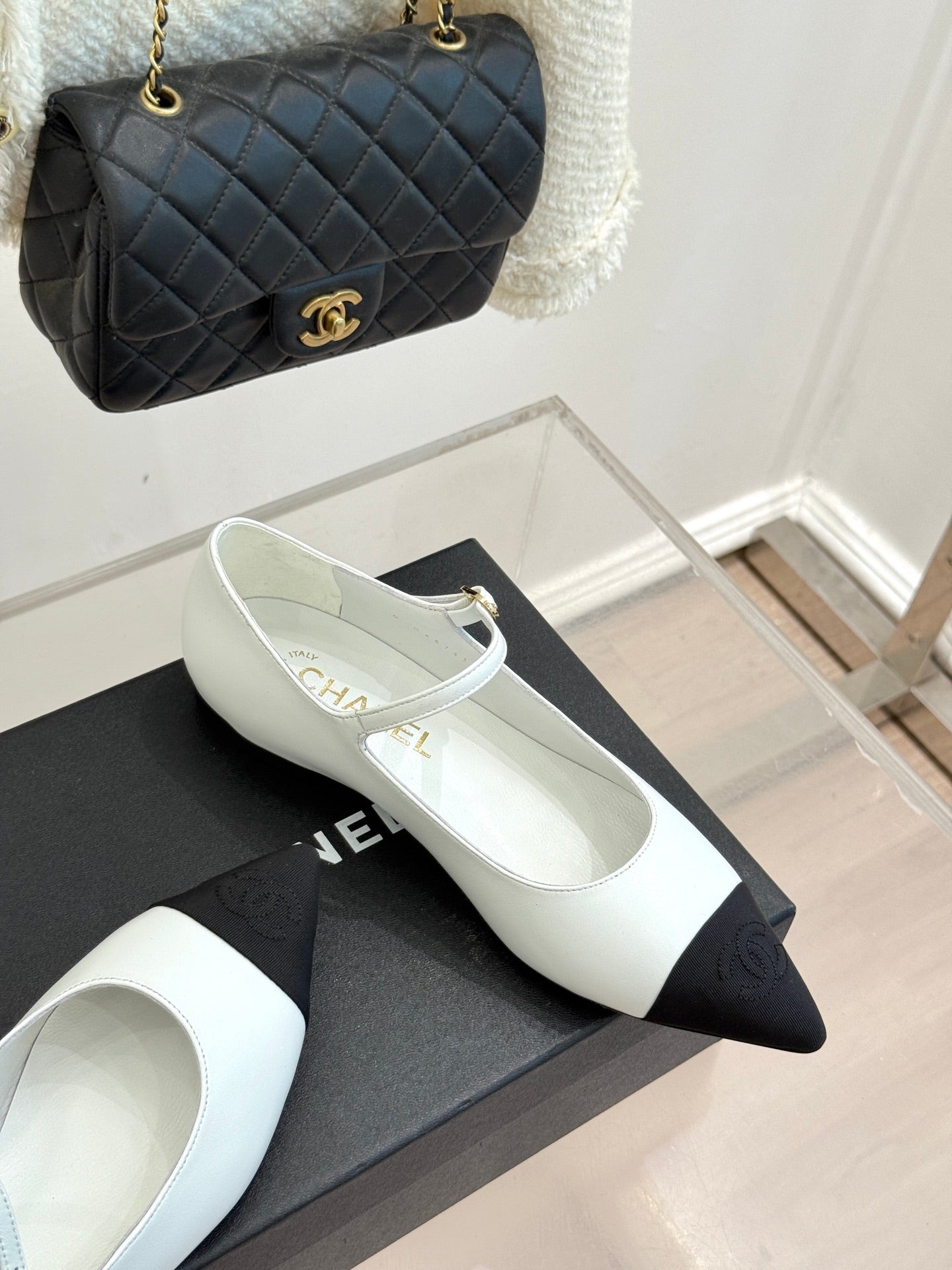 Chanel 25K Pointed Toe Mary Jane Flats