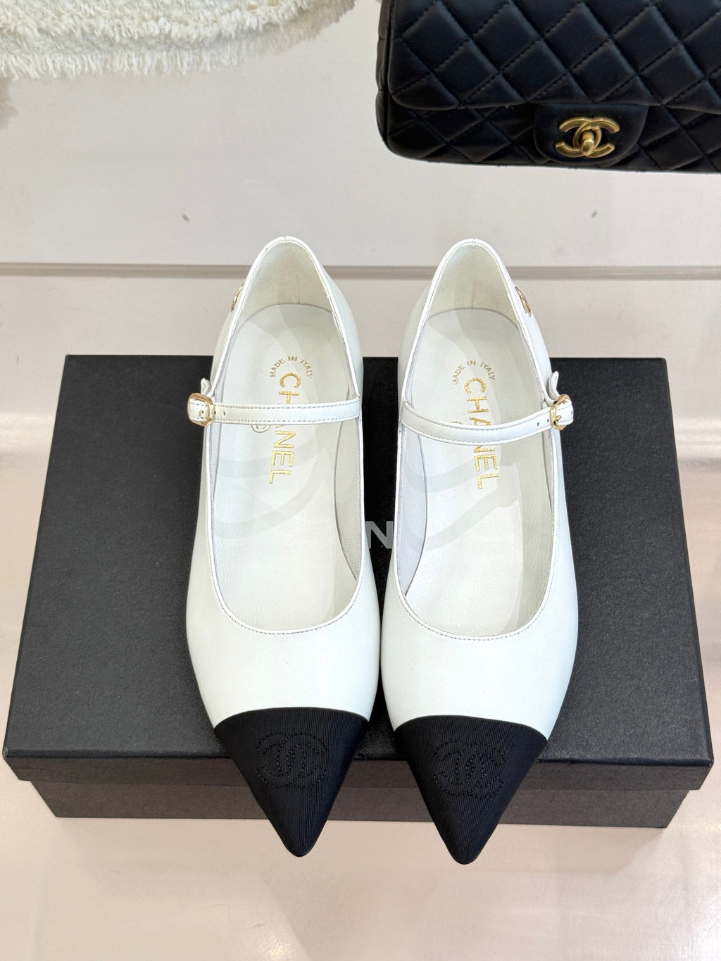 Chanel 25K Pointed Toe Mary Jane Flats