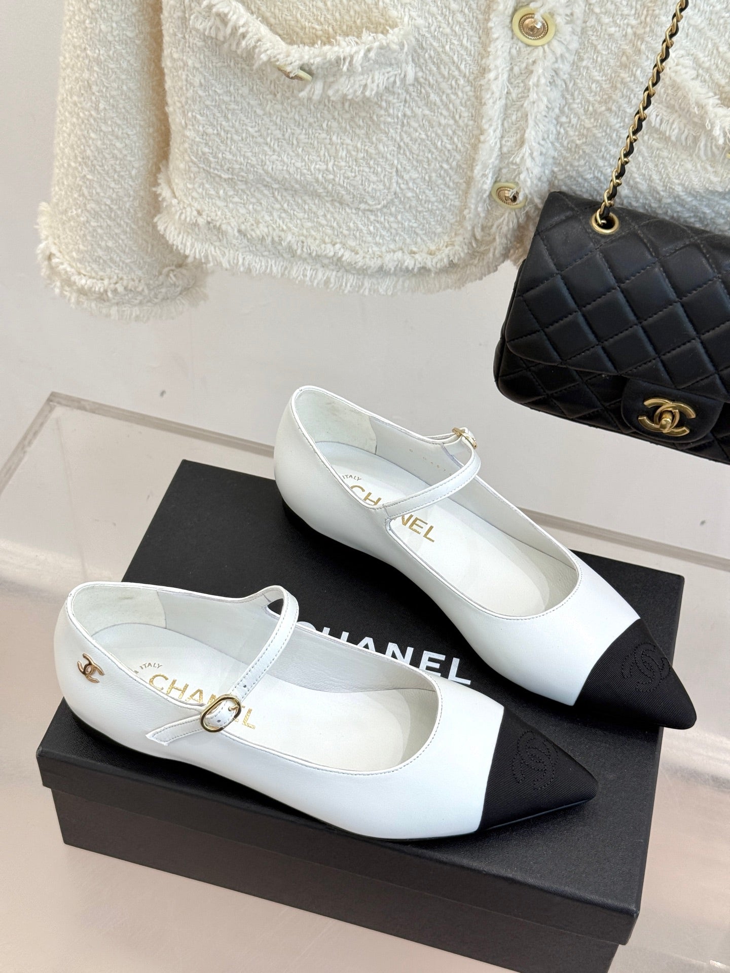 Chanel 25K Pointed Toe Mary Jane Flats
