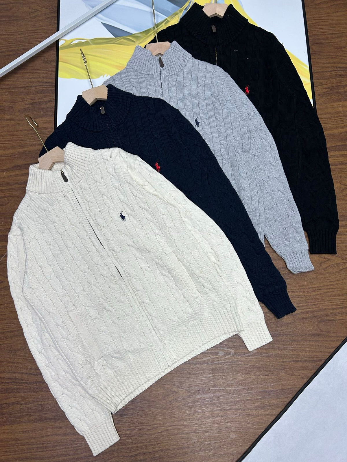 Ralph Lauren Unisex Cable Knit Zip Cardigan