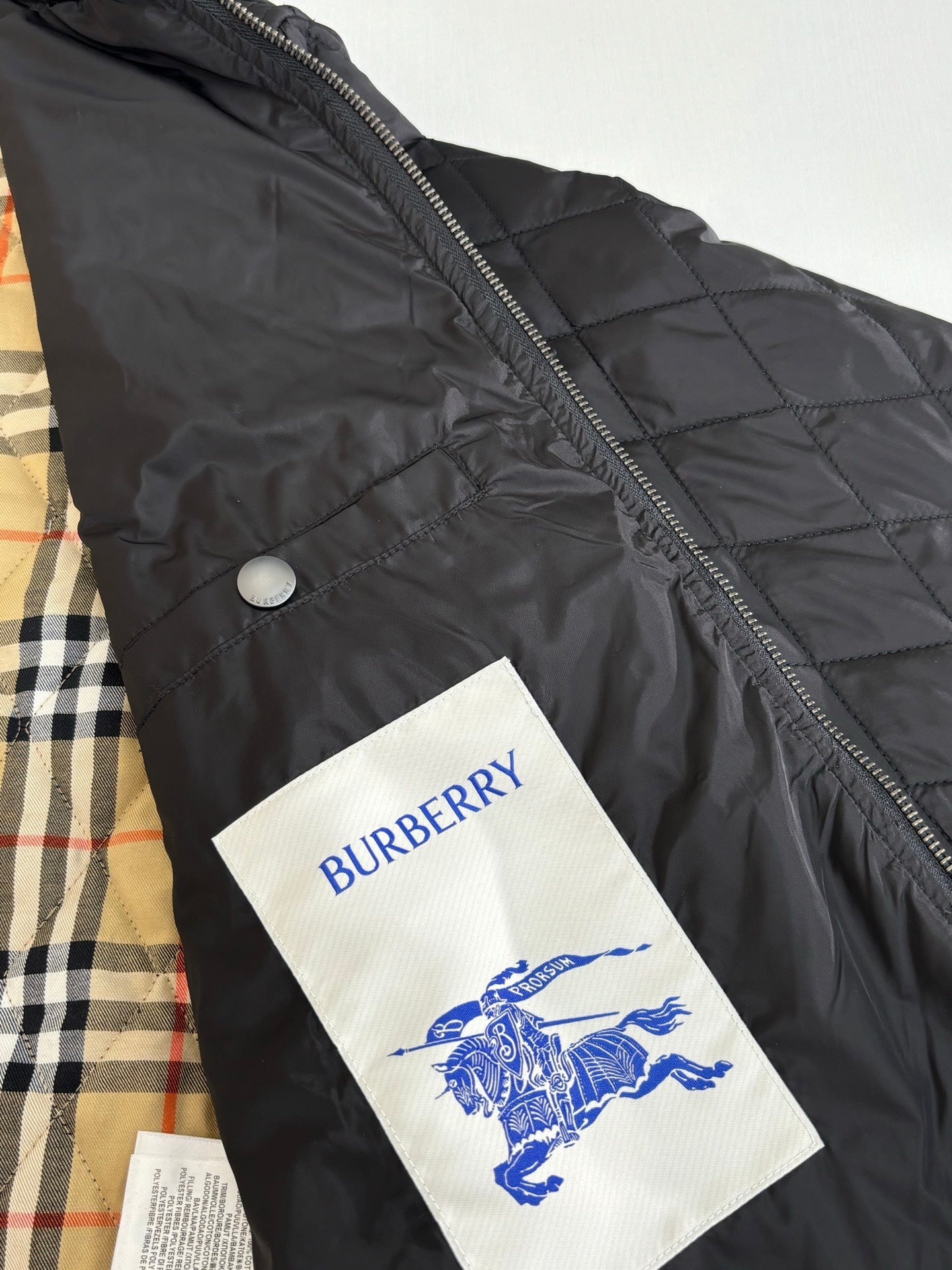 Burberry Diamond Quilted Stand Collar Nylon Jacket