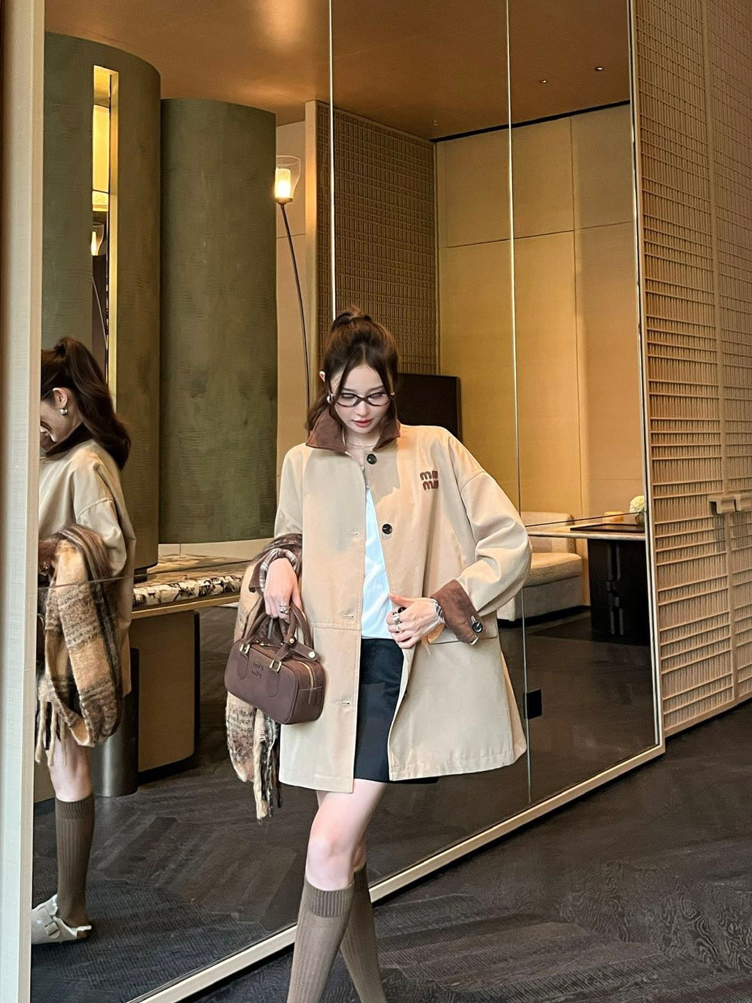 Miu Miu Collar Patchwork Trench Coat – 25SS