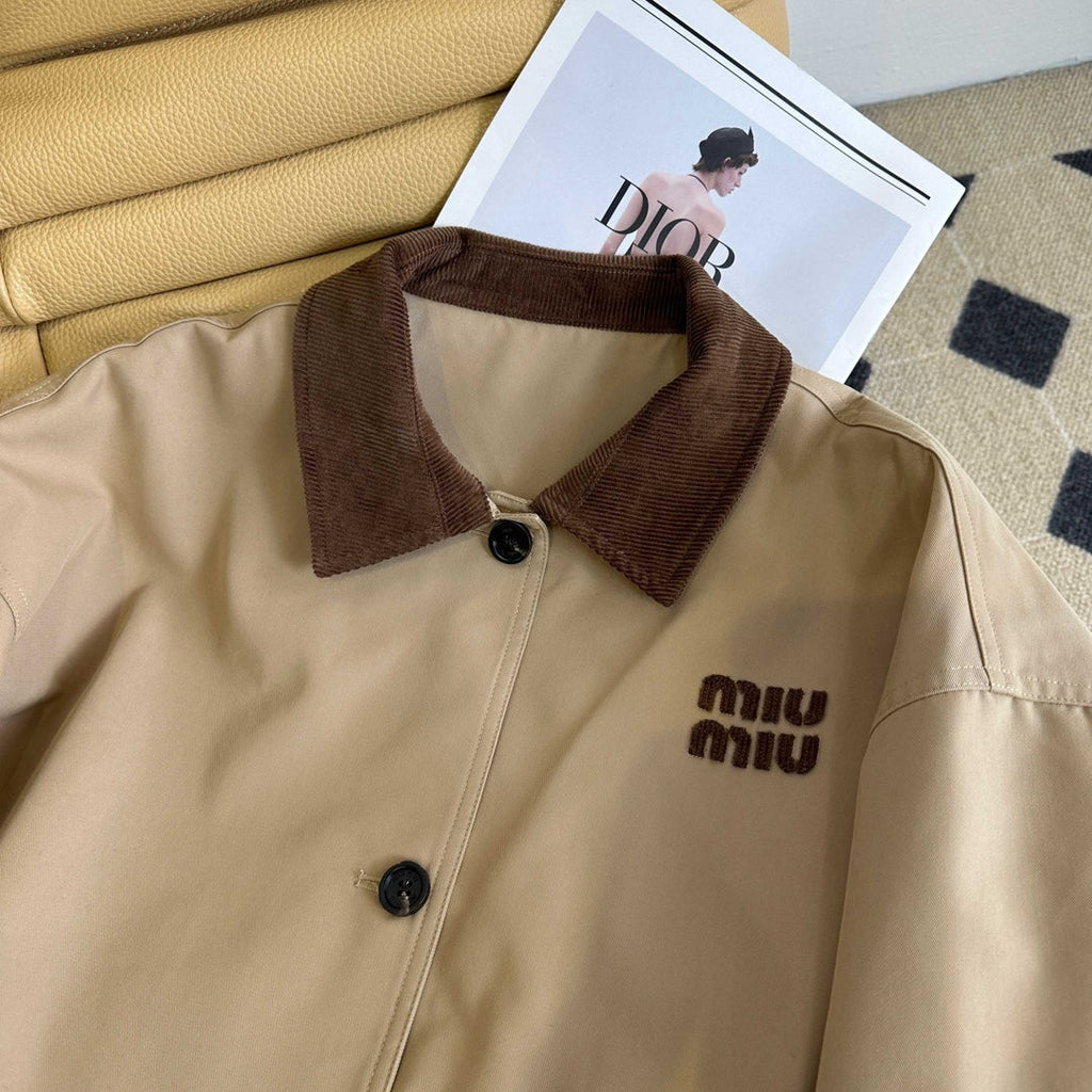 Miu Miu Collar Patchwork Trench Coat – 25SS