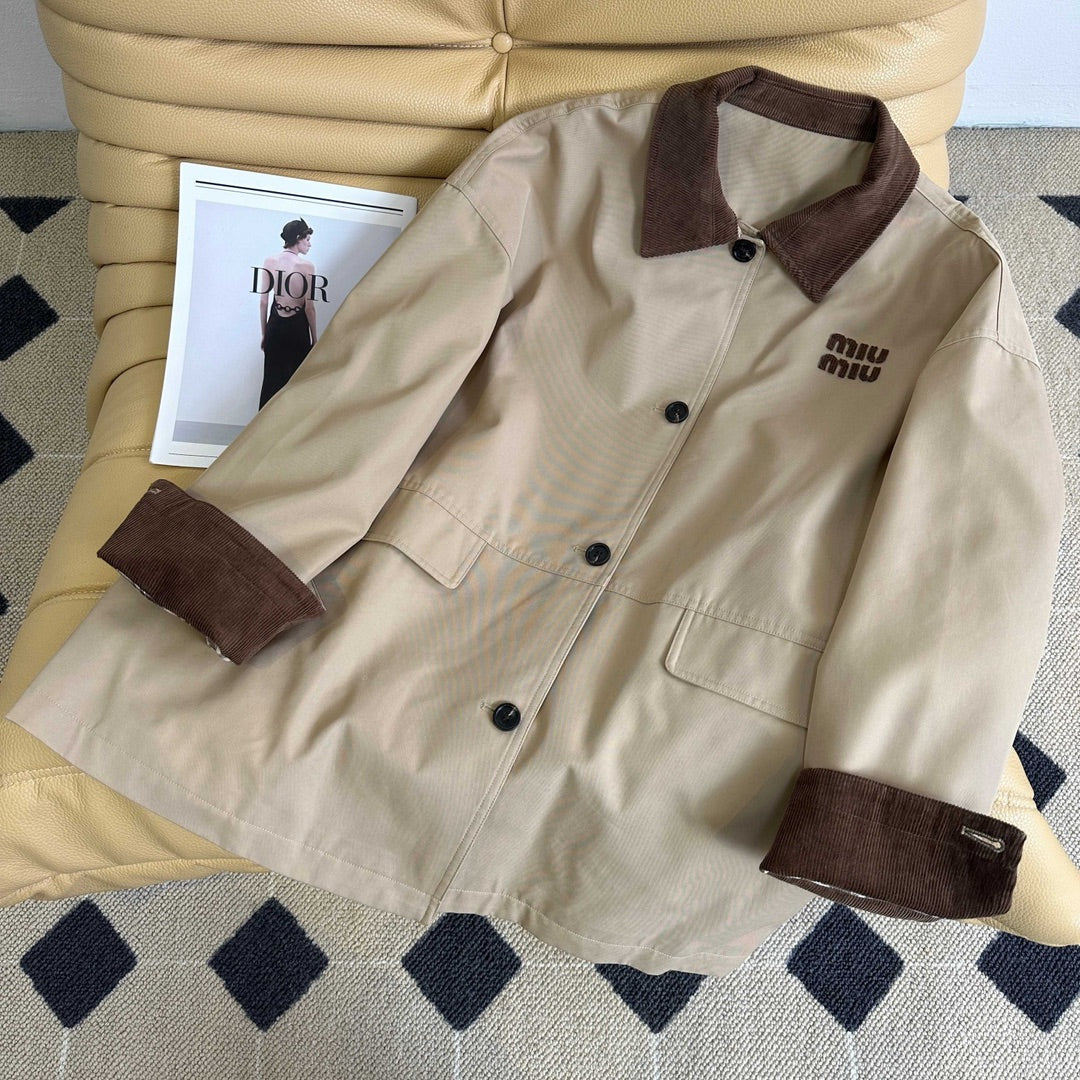 Miu Miu Collar Patchwork Trench Coat – 25SS