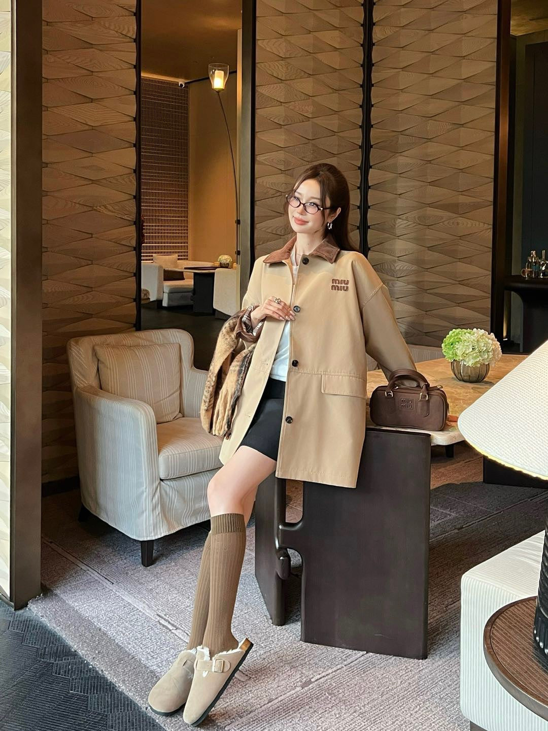 Miu Miu Collar Patchwork Trench Coat – 25SS
