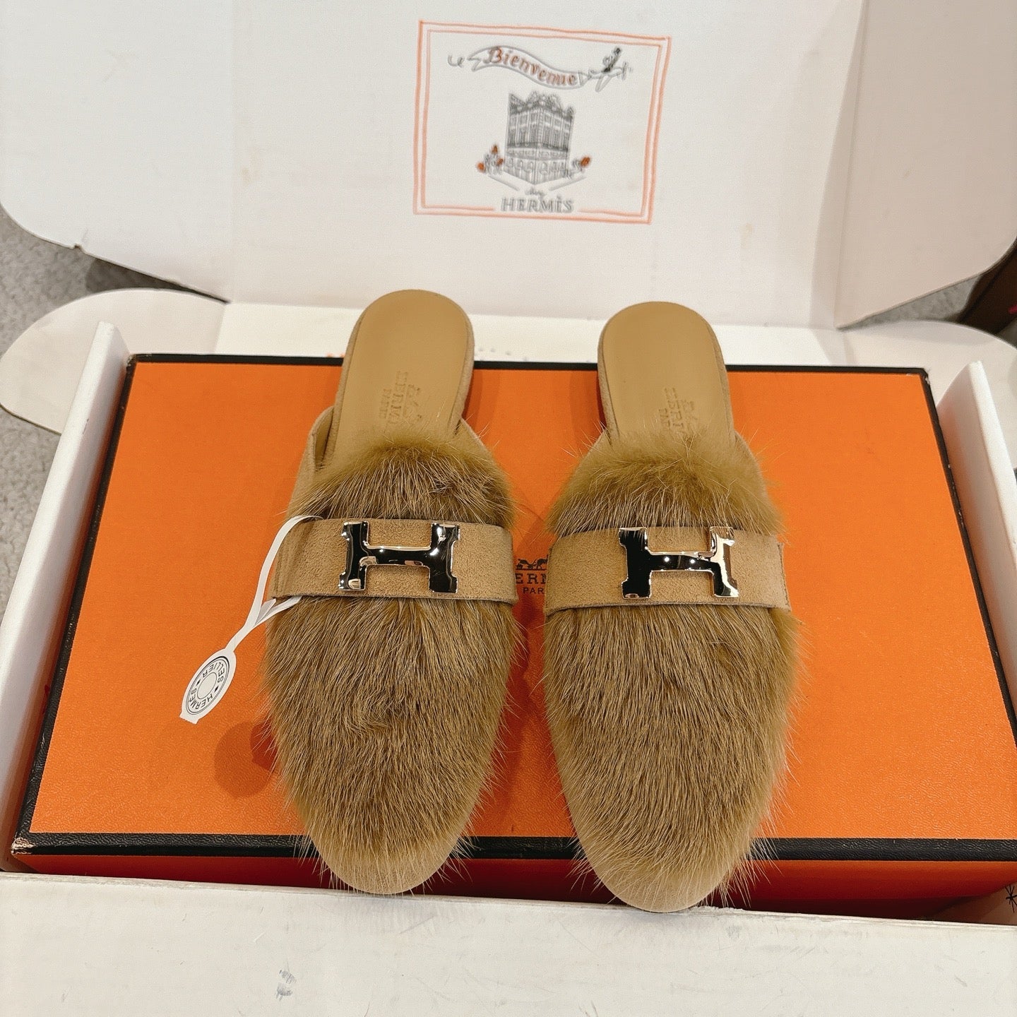 Hermès Mink Suede Loafers & Mules – Autumn/Winter Collection