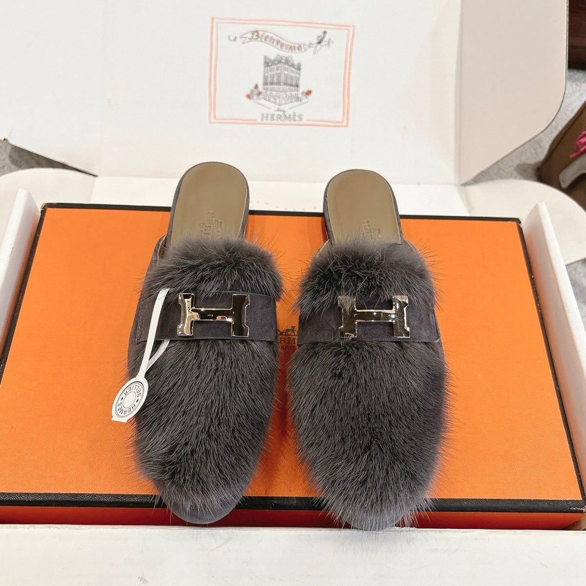 Hermès Mink Suede Loafers & Mules – Autumn/Winter Collection