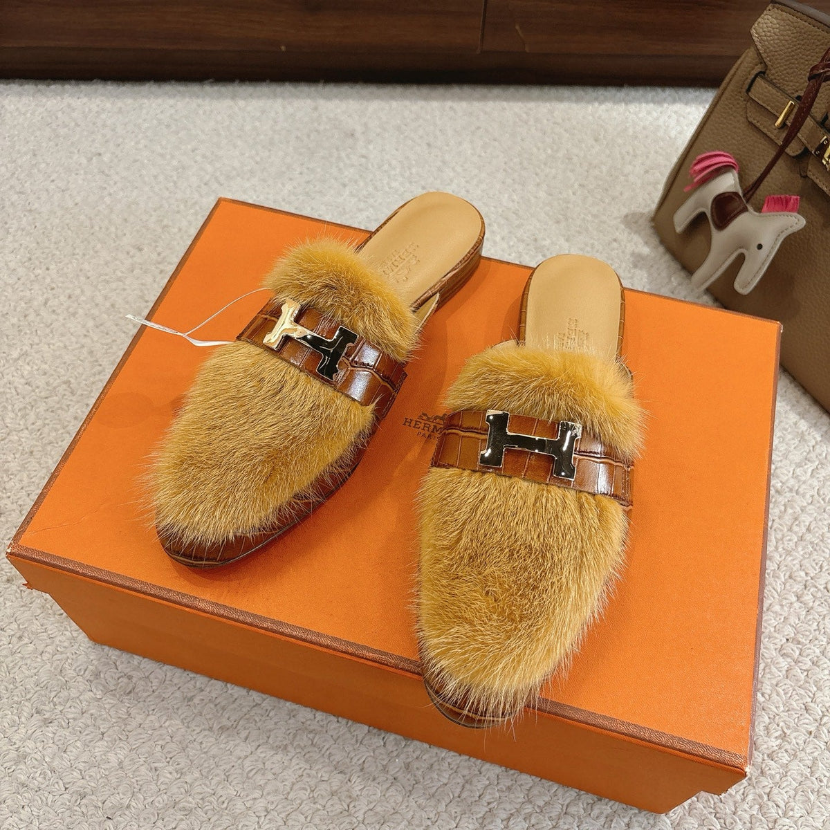 Hermès Mink Suede Loafers & Mules – Autumn/Winter Collection